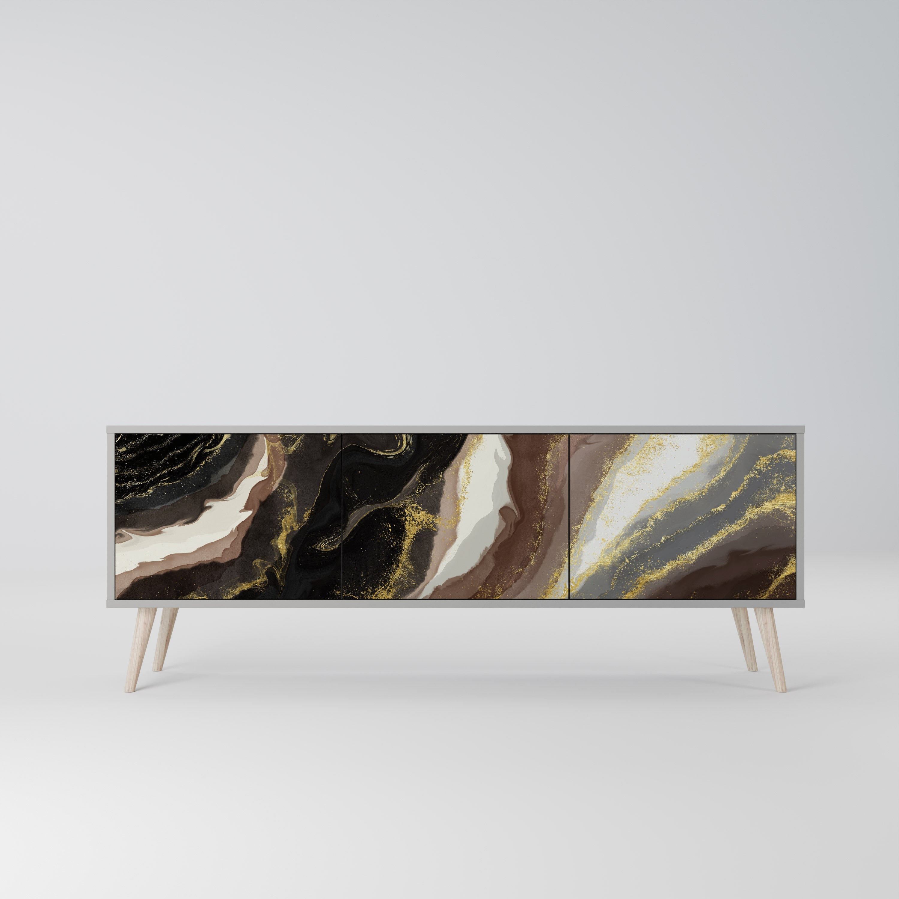 Meuble TV 3 portes GOLD DUST finition grise