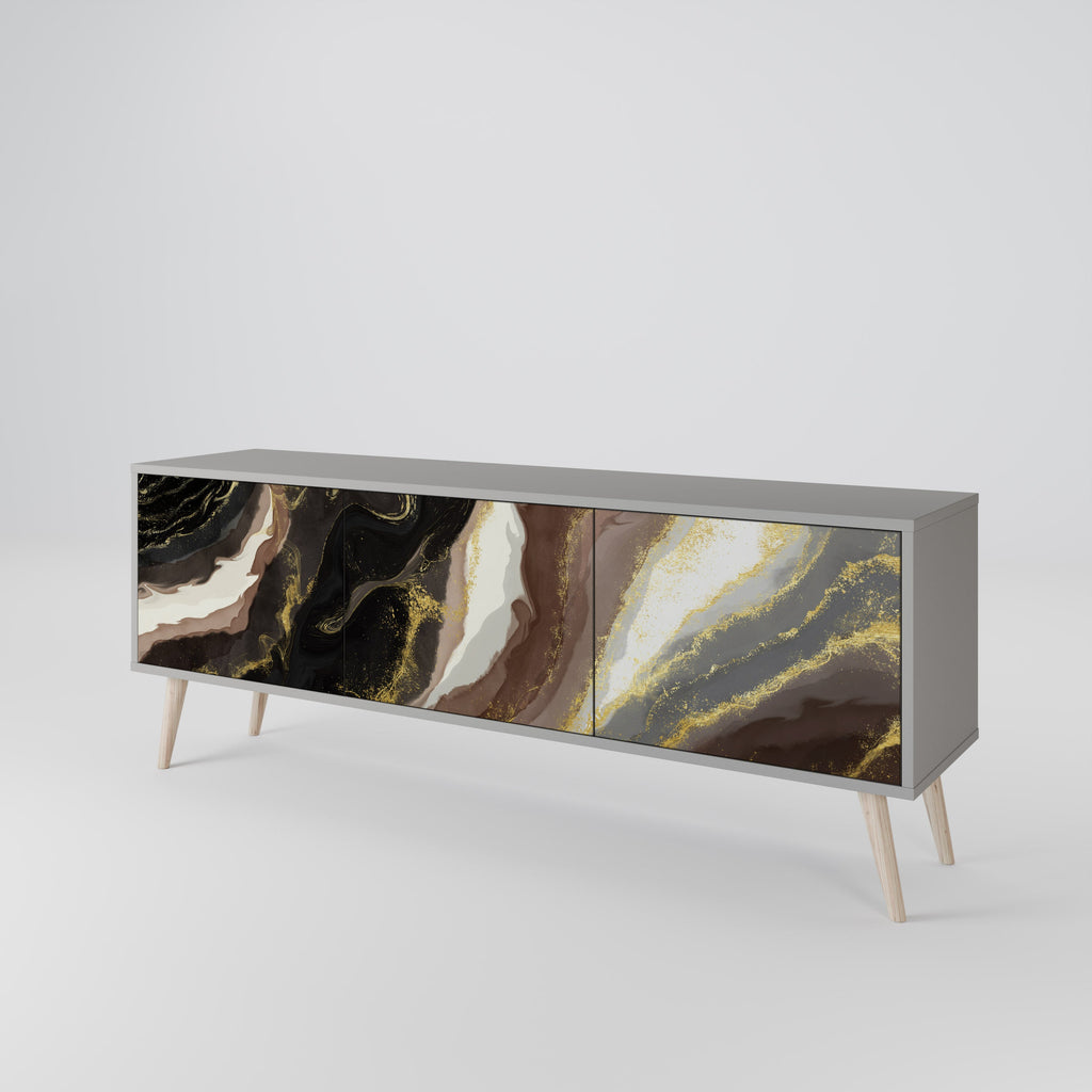 Meuble TV 3 portes GOLD DUST finition grise