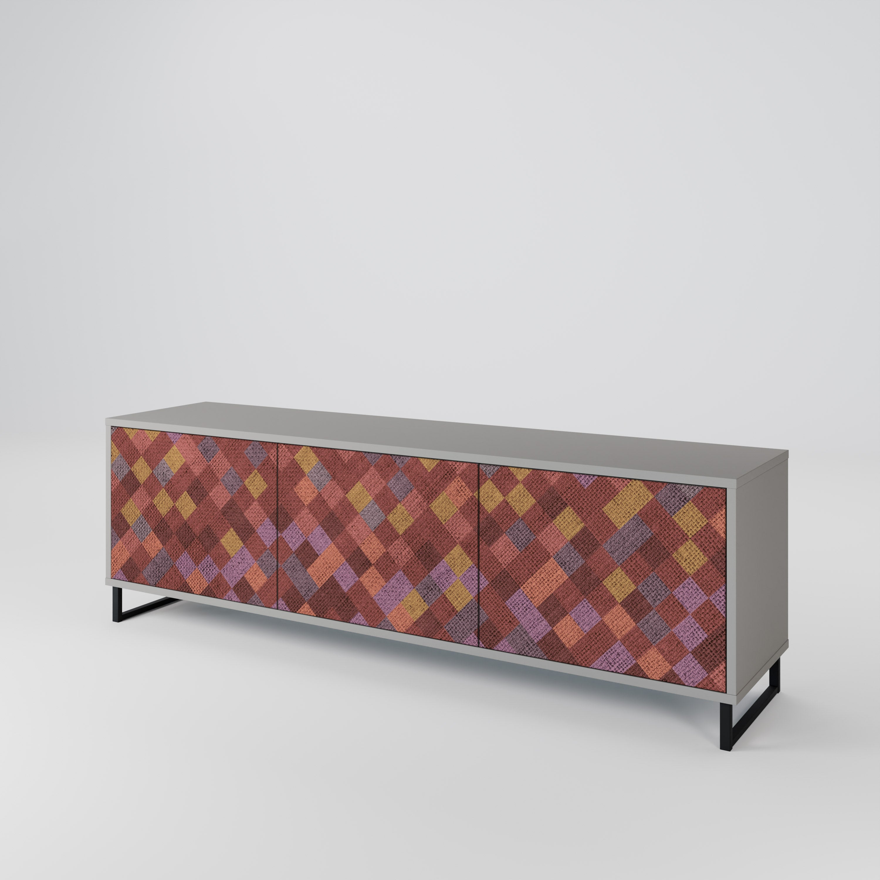 PAINTED SQUARES 3-Door TV Cabinet