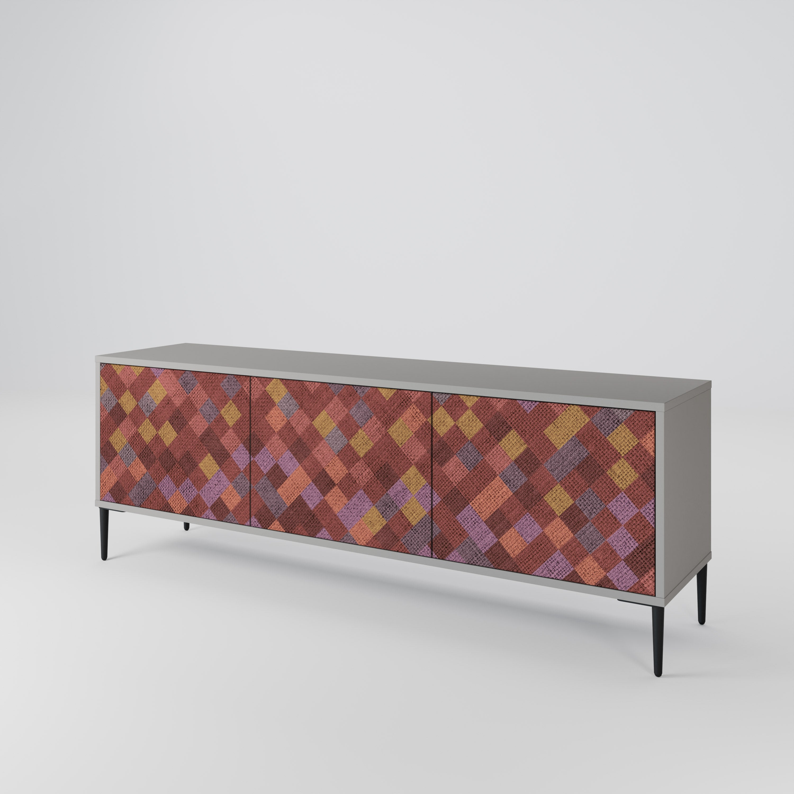 PAINTED SQUARES 3-Door TV Cabinet