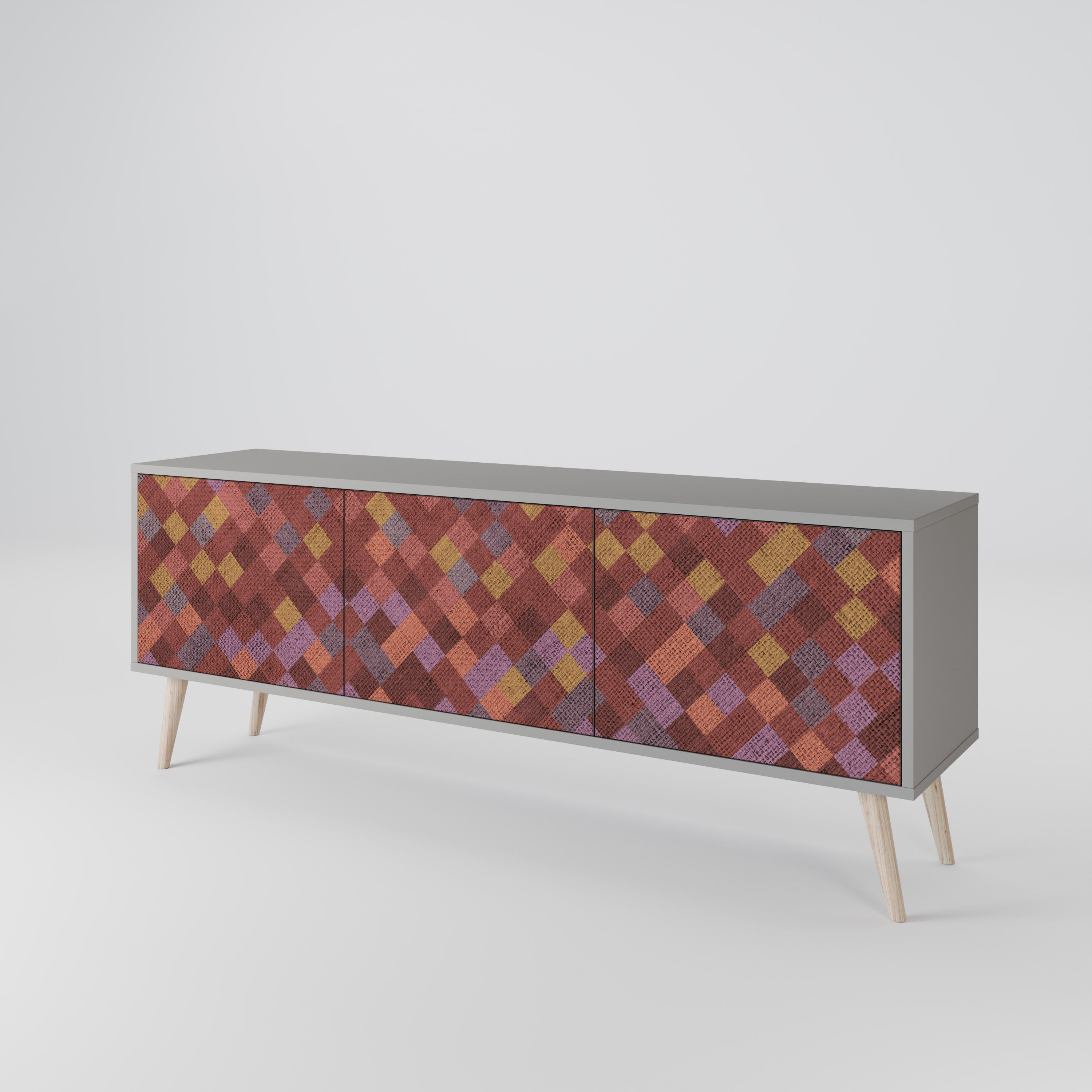 PAINTED SQUARES 3-Door TV Cabinet