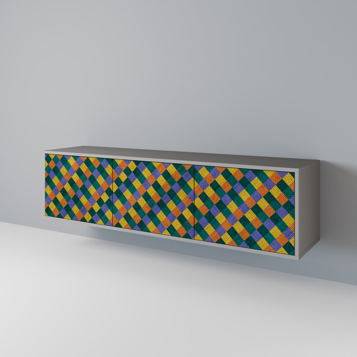 PAINTED SQUARES MIX 3-Door TV Cabinet
