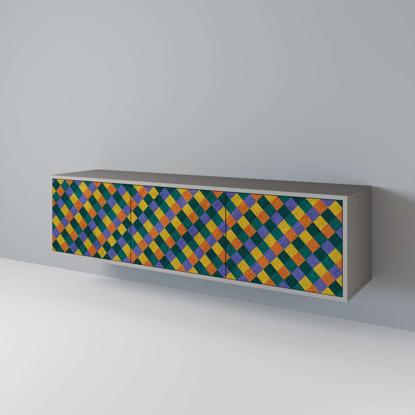 PAINTED SQUARES MIX 3-Door TV Cabinet