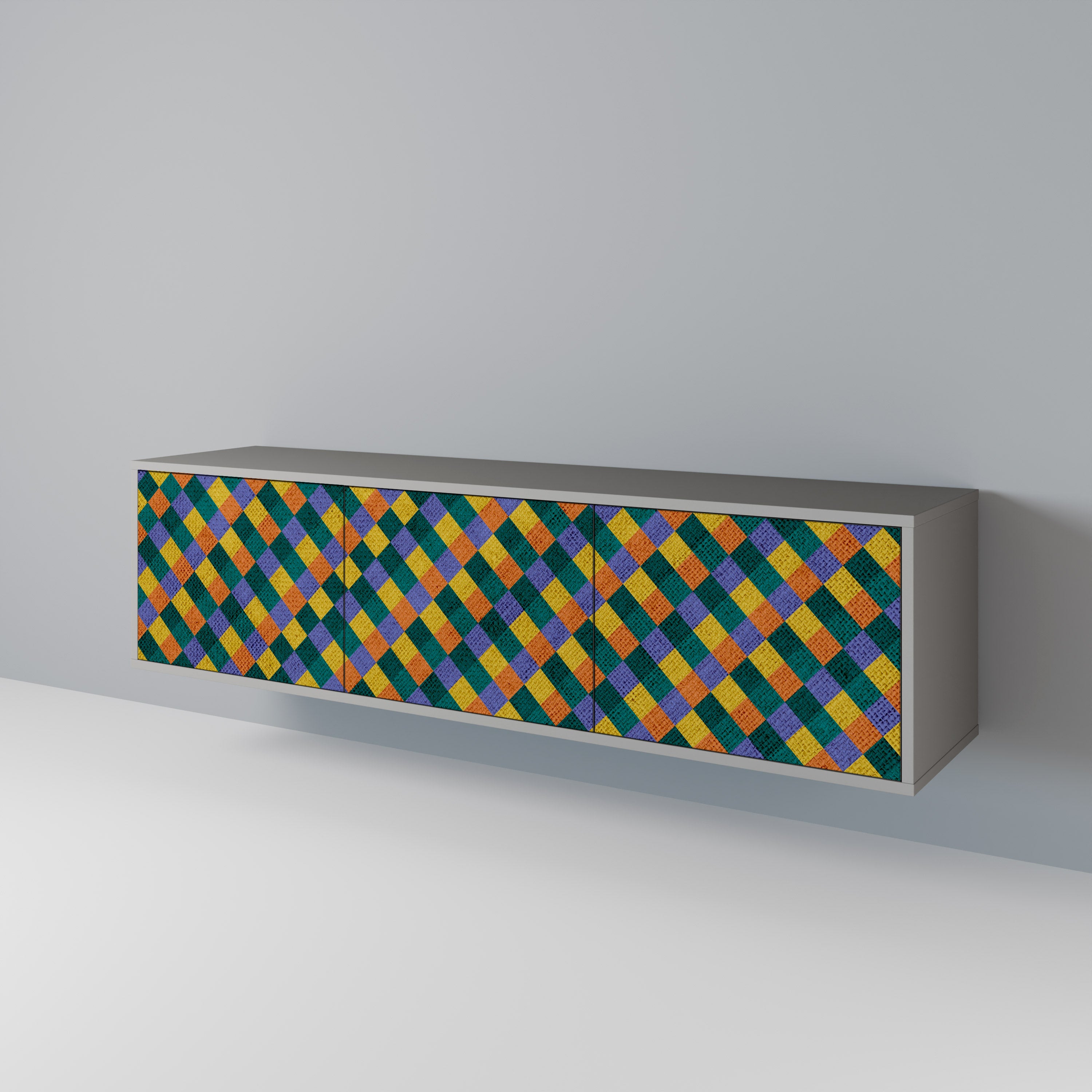 PAINTED SQUARES MIX 3-Door TV Cabinet