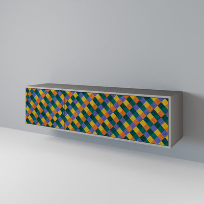 PAINTED SQUARES MIX 3-Door TV Cabinet