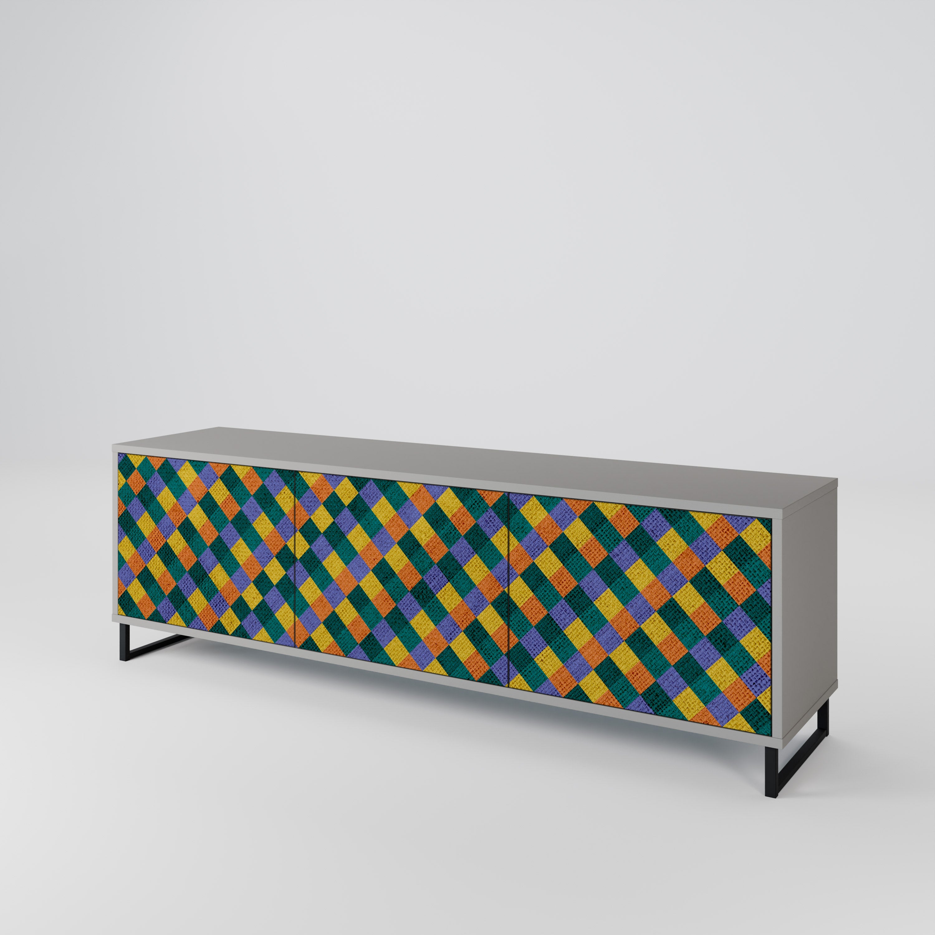 PAINTED SQUARES MIX 3-Door TV Cabinet