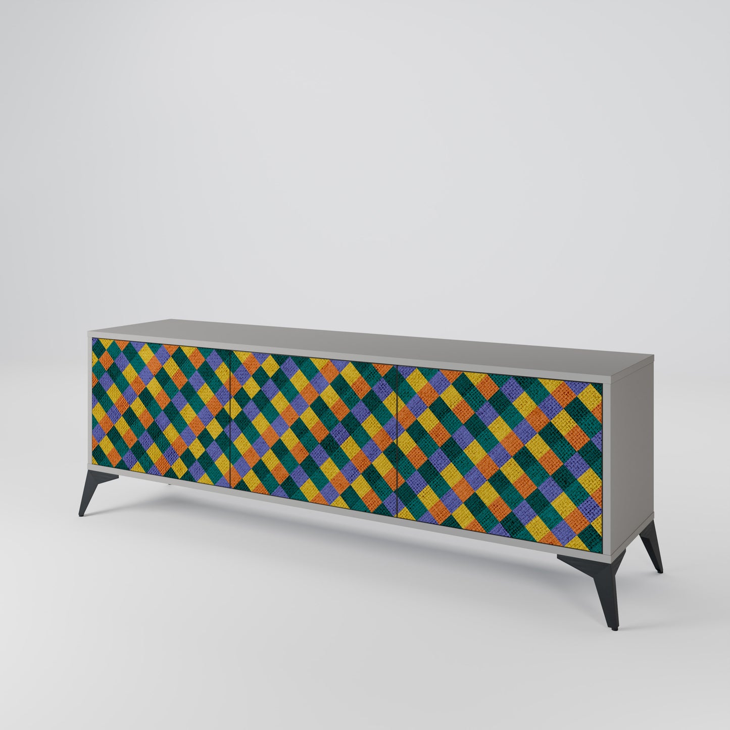 PAINTED SQUARES MIX 3-Door TV Cabinet