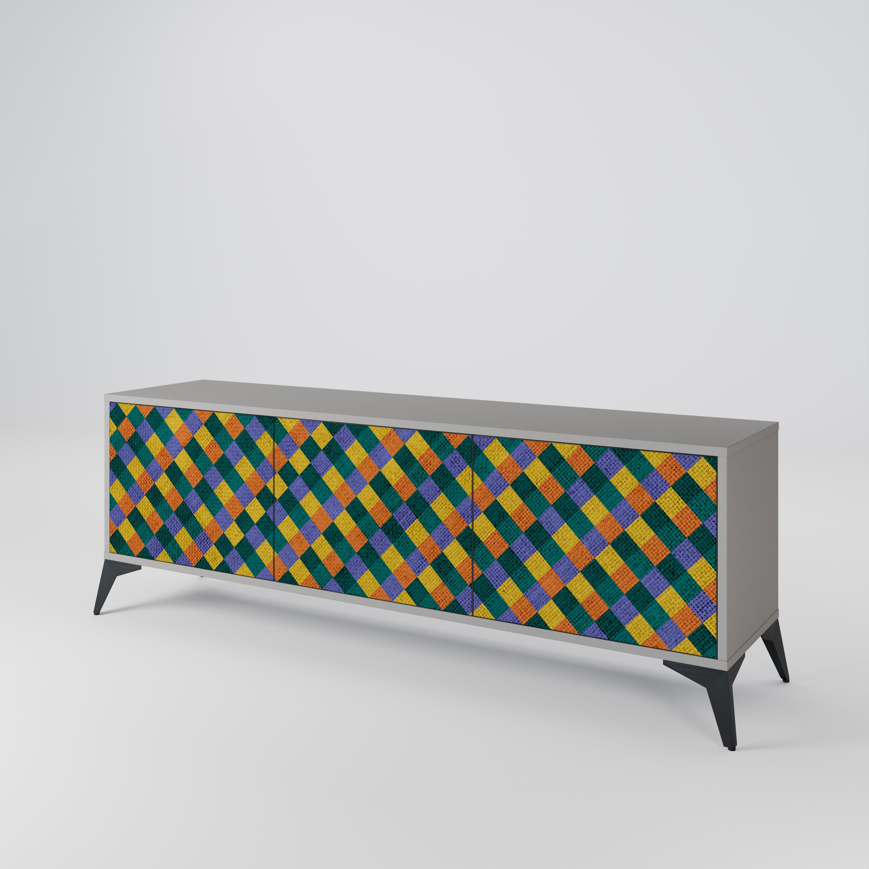 PAINTED SQUARES MIX 3-Door TV Cabinet