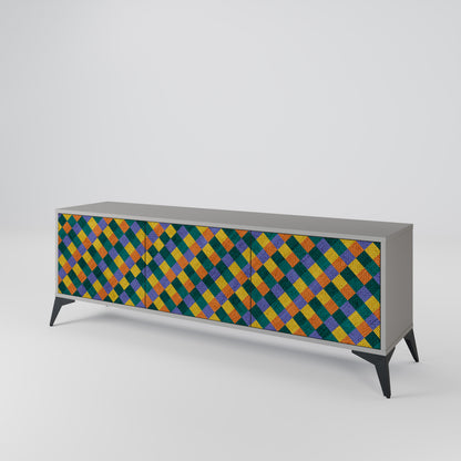 PAINTED SQUARES MIX 3-Door TV Cabinet