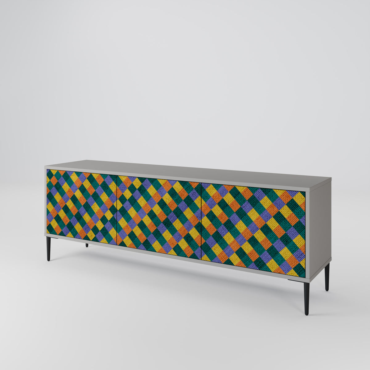 PAINTED SQUARES MIX 3-Door TV Cabinet