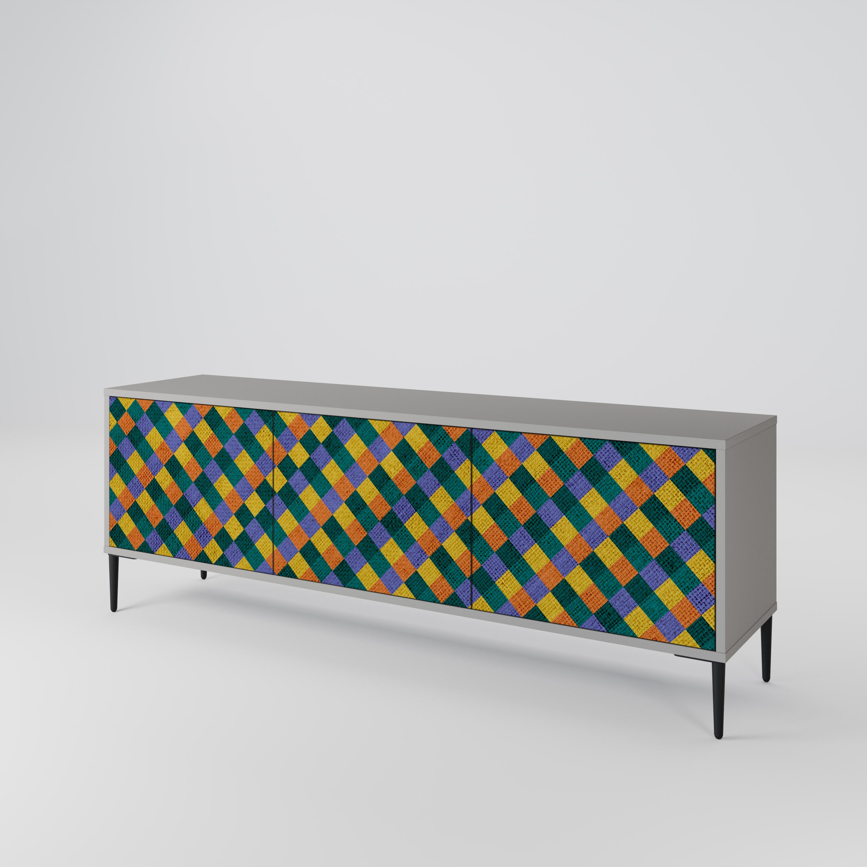PAINTED SQUARES MIX 3-Door TV Cabinet
