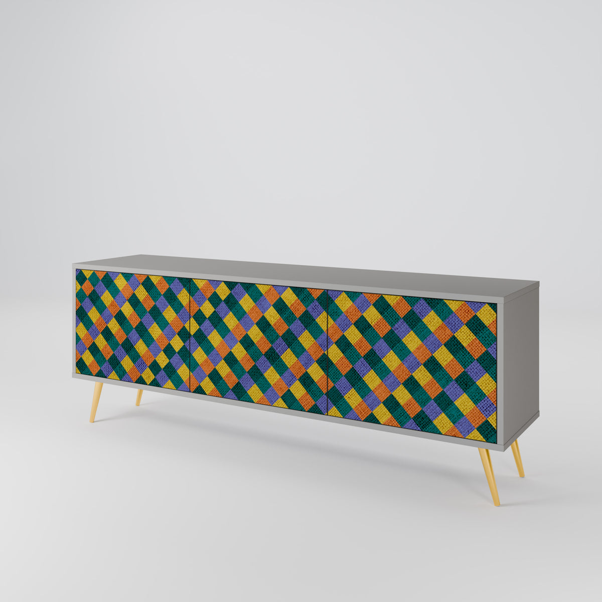 PAINTED SQUARES MIX 3-Door TV Cabinet