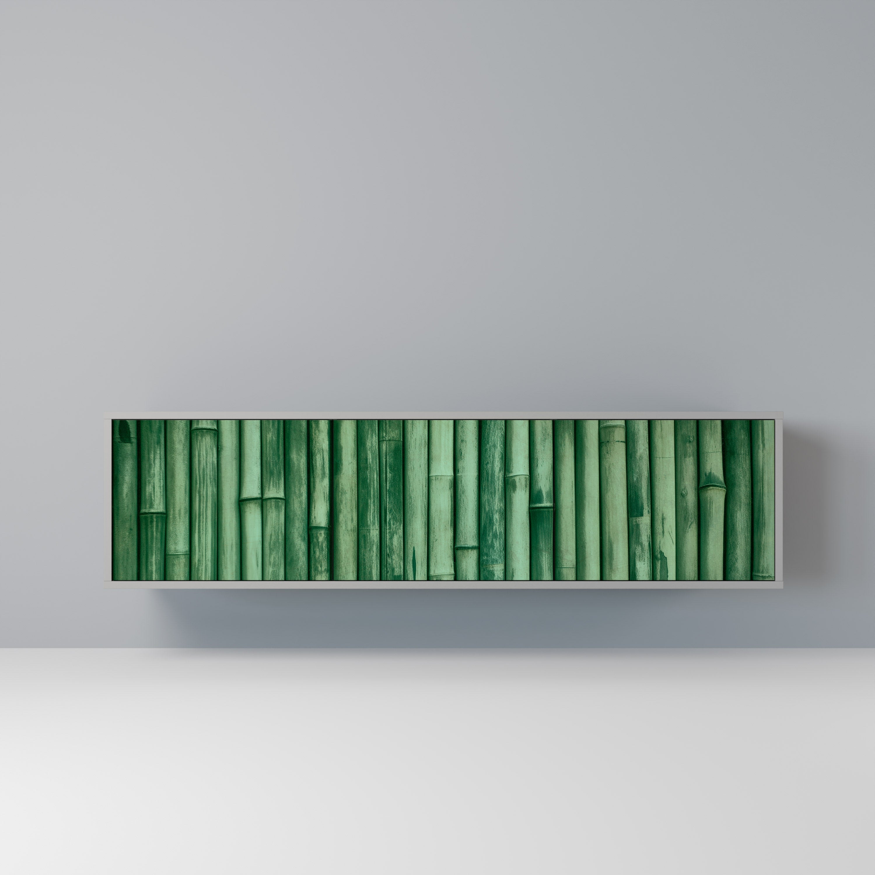 Meuble TV 3 portes VERT NATUREL finition grise