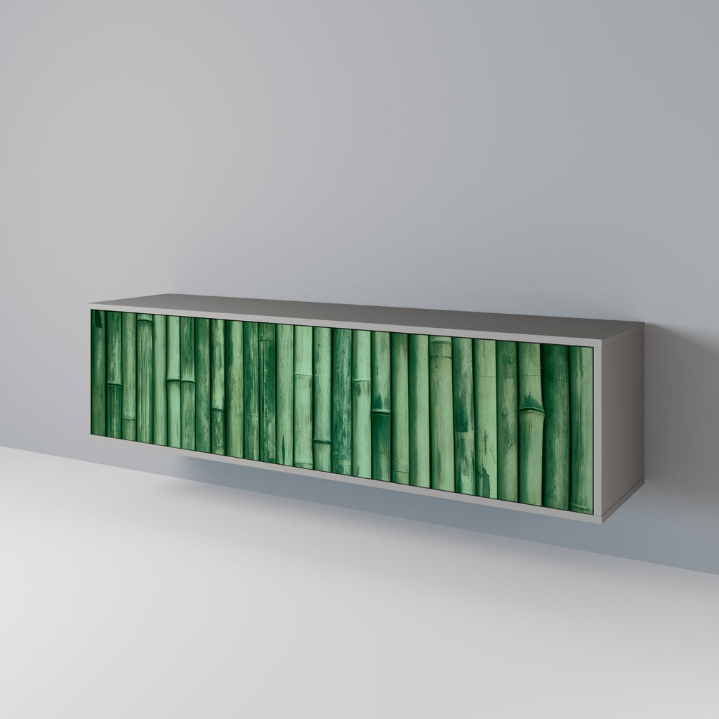 Meuble TV 3 portes VERT NATUREL finition grise