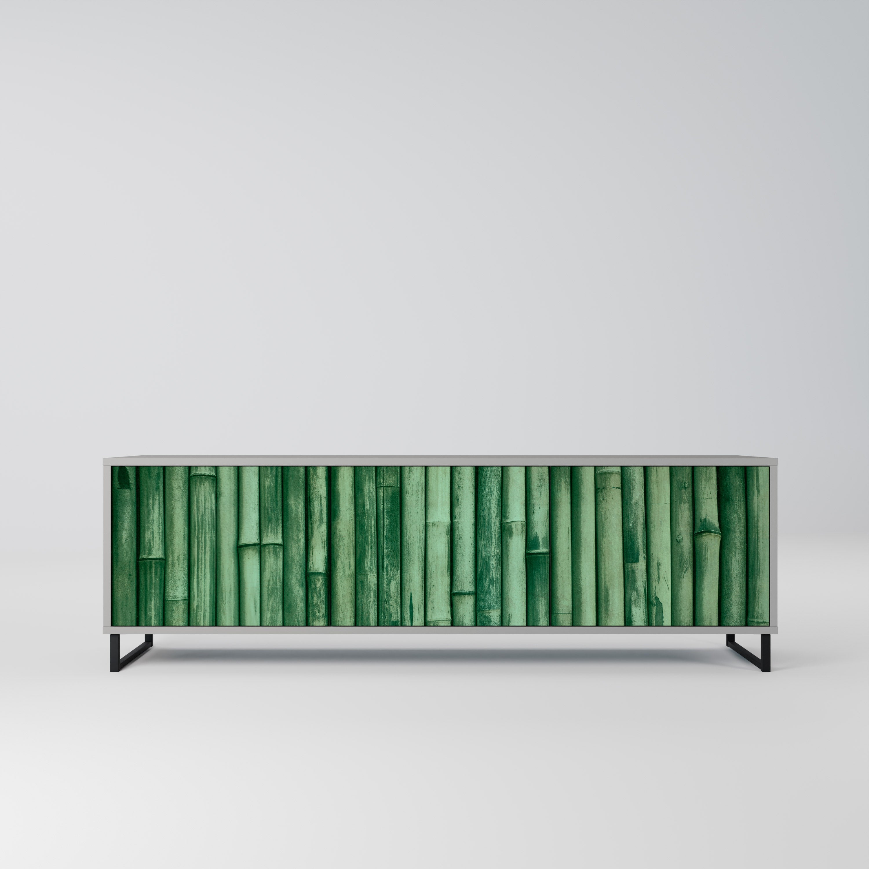 Meuble TV 3 portes VERT NATUREL finition grise