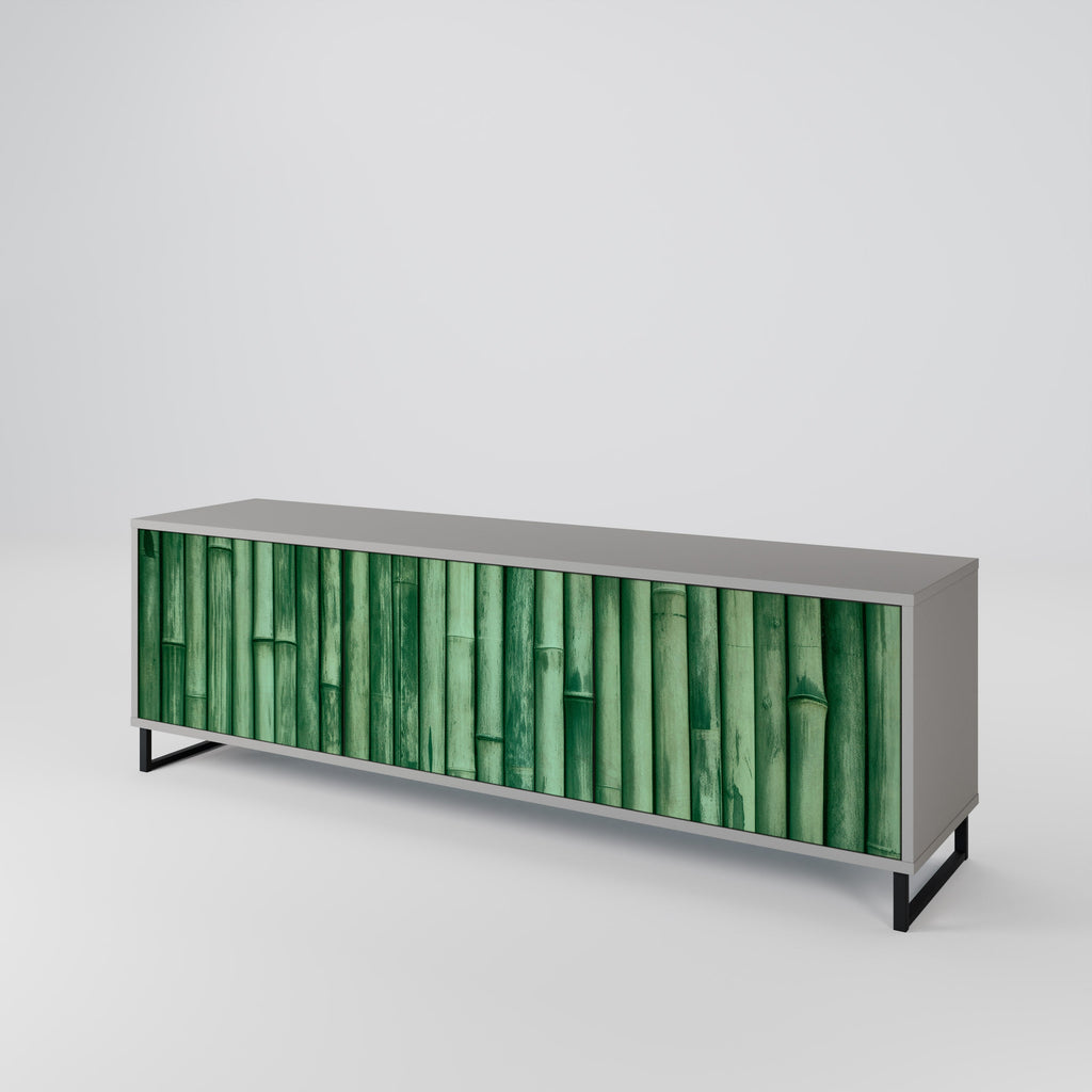 Meuble TV 3 portes VERT NATUREL finition grise