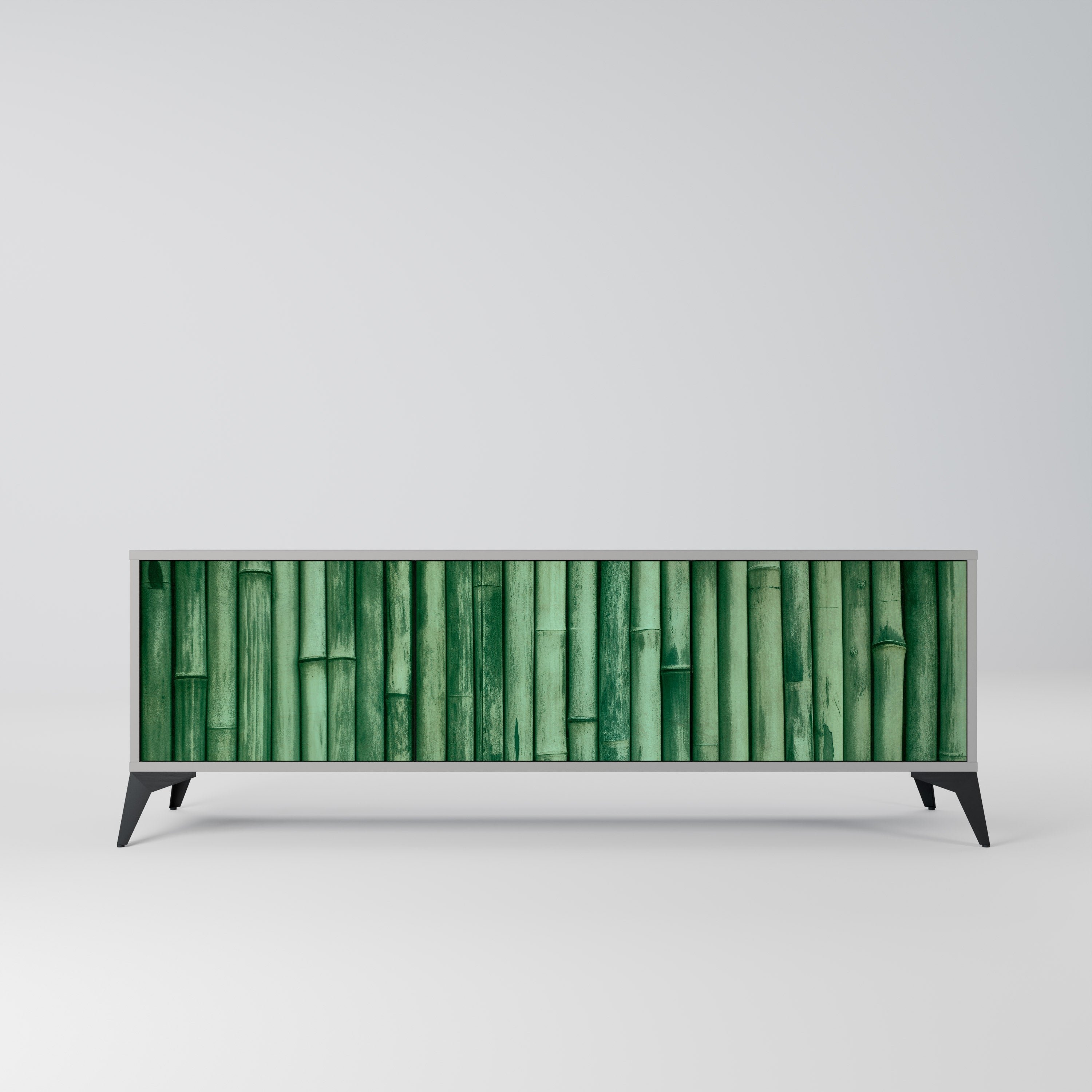 Meuble TV 3 portes VERT NATUREL finition grise