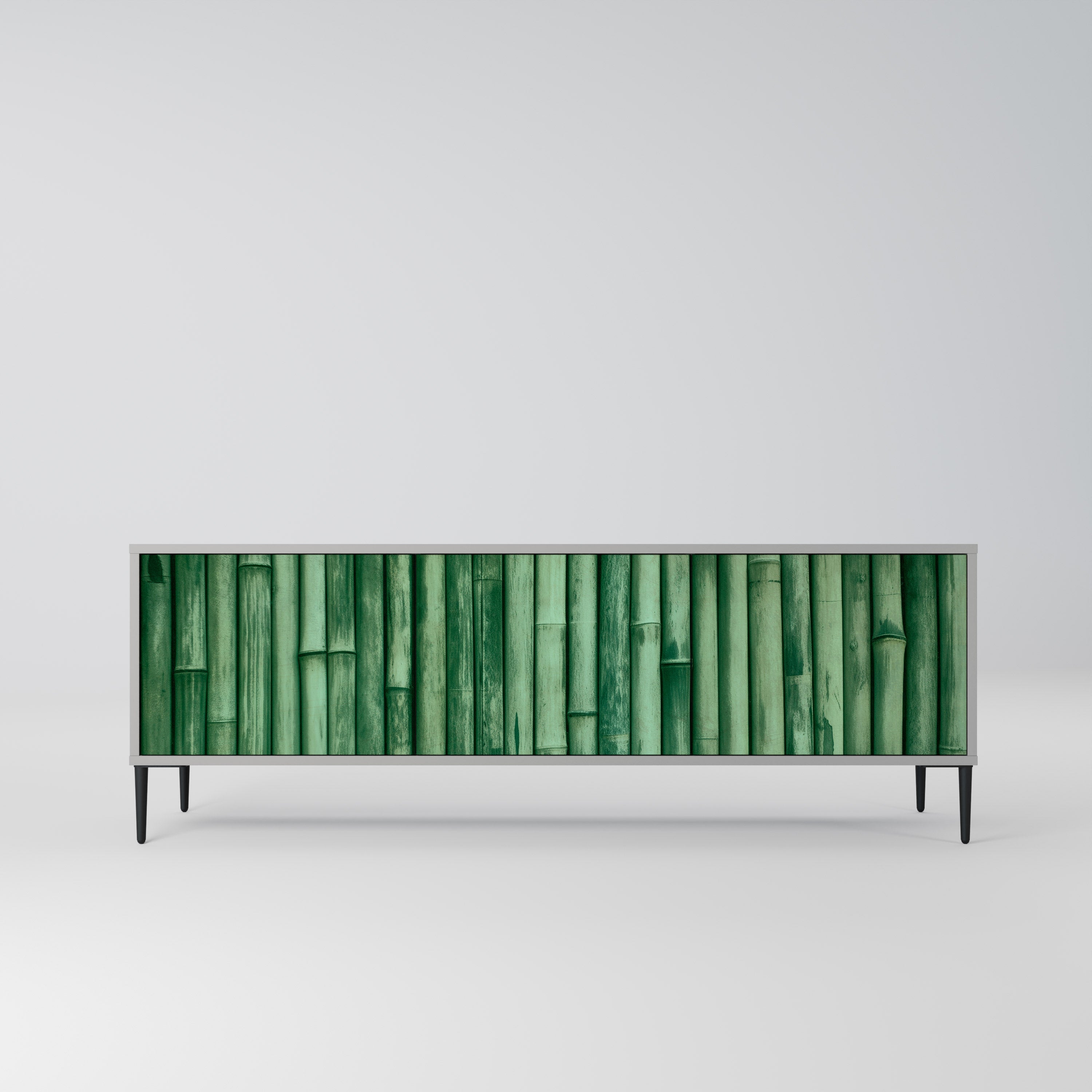 Meuble TV 3 portes VERT NATUREL finition grise