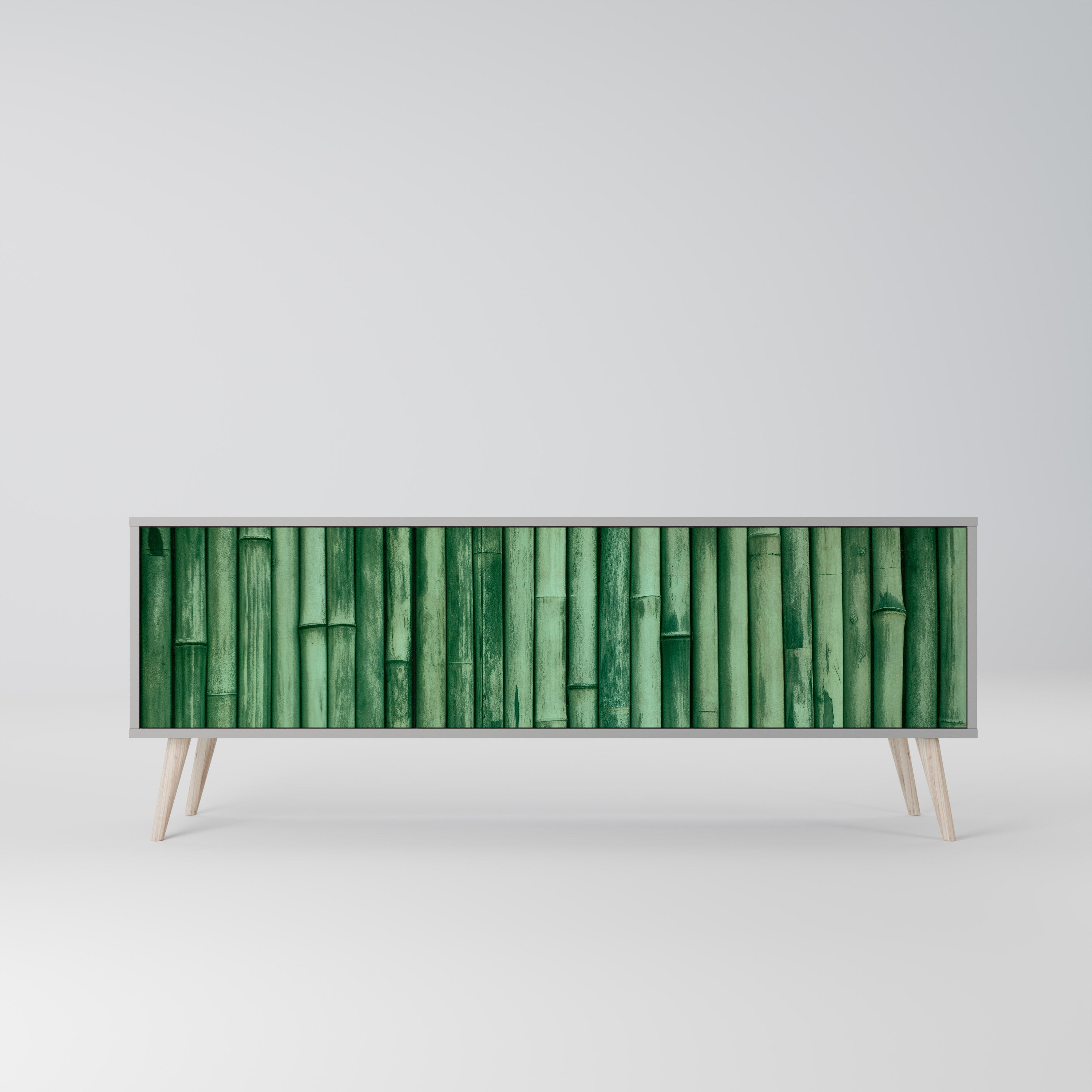 Meuble TV 3 portes VERT NATUREL finition grise