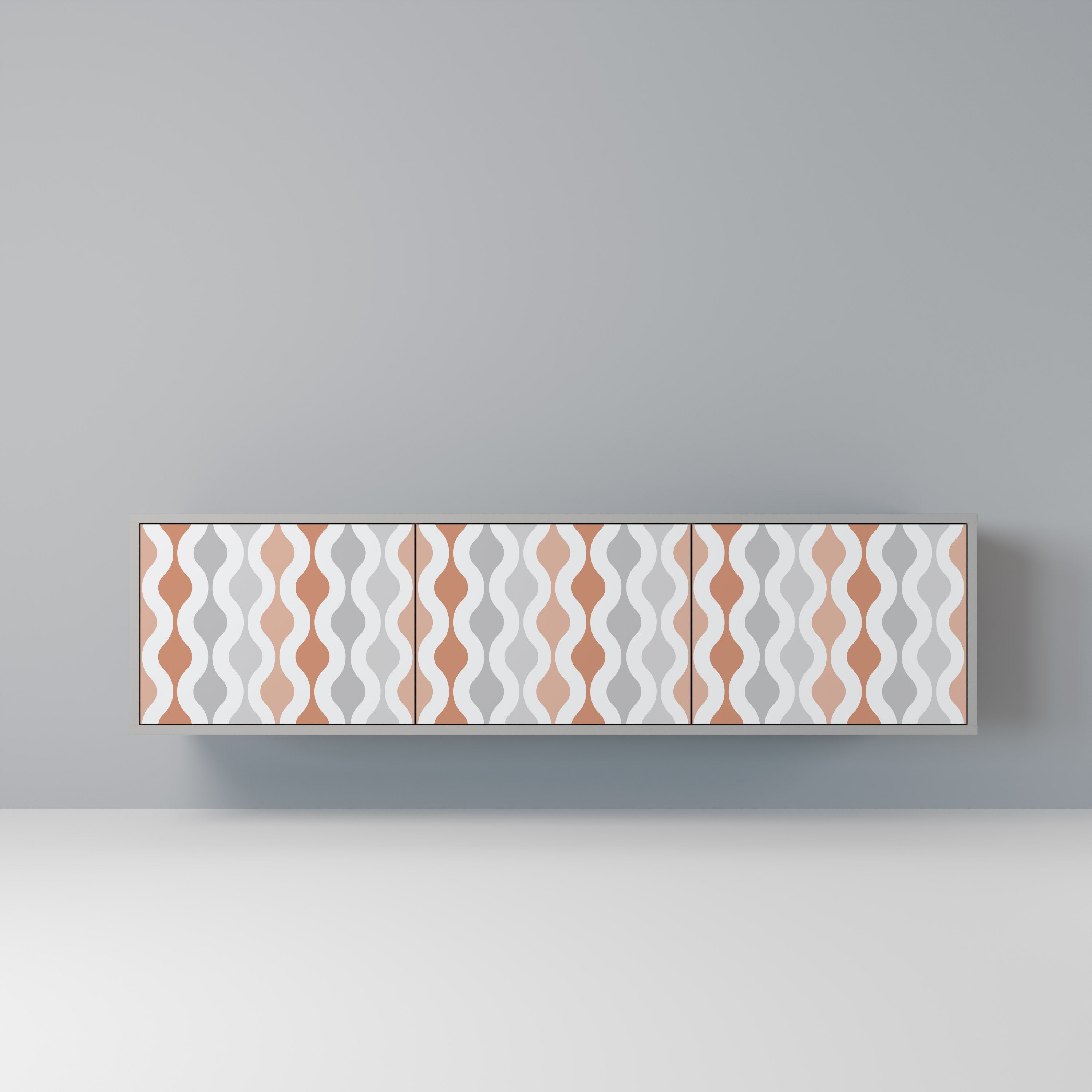 Meuble TV 3 portes HAZY NOSTALGIA en finition grise