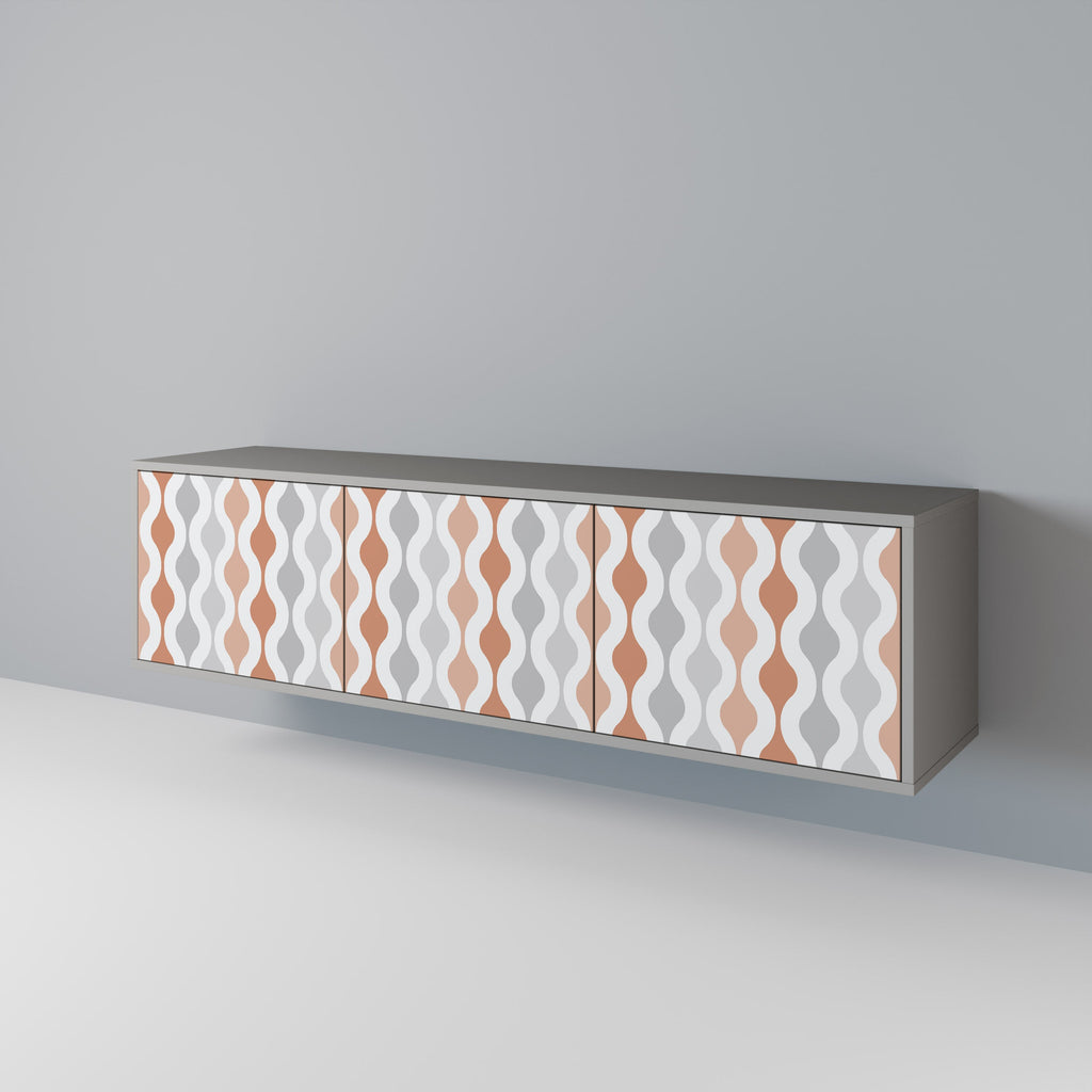 Meuble TV 3 portes HAZY NOSTALGIA en finition grise