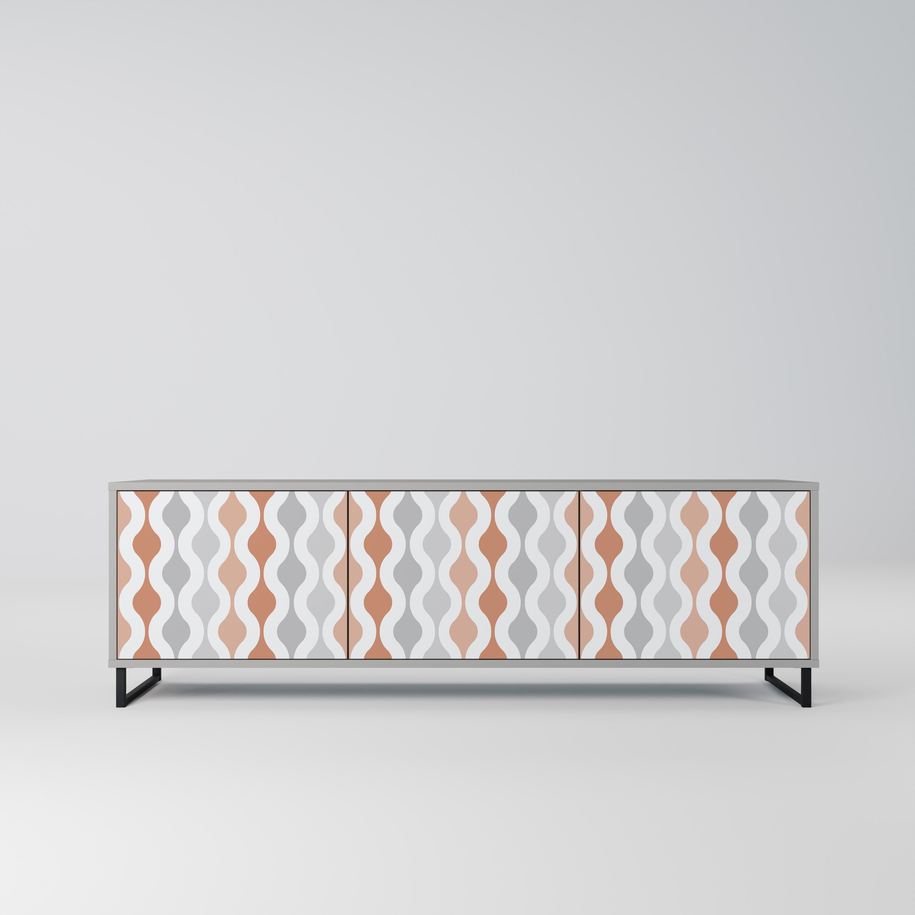 Meuble TV 3 portes HAZY NOSTALGIA en finition grise