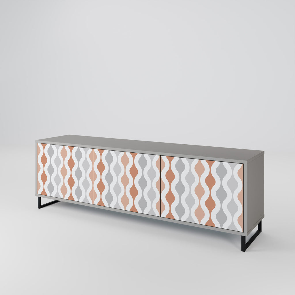 Meuble TV 3 portes HAZY NOSTALGIA en finition grise