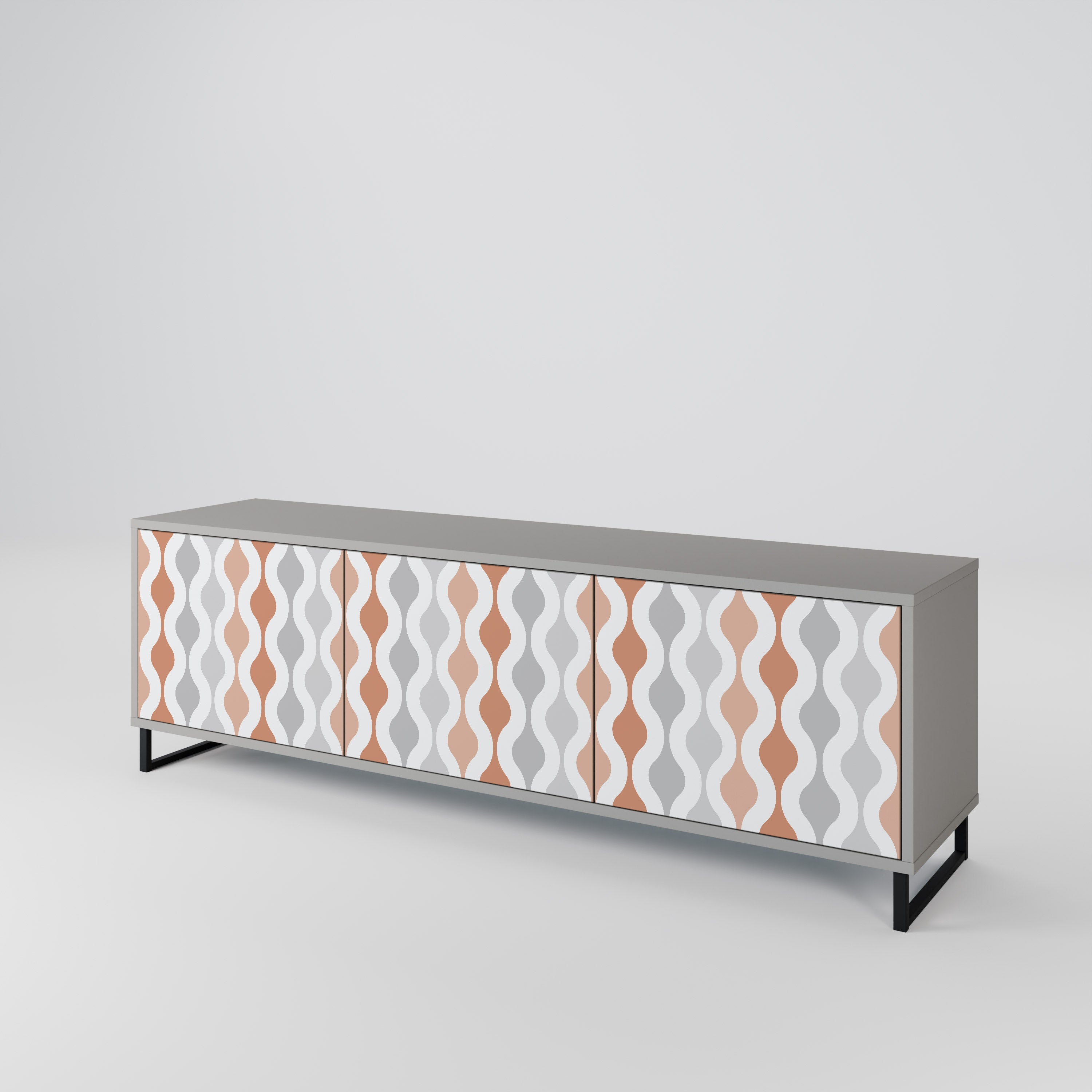 Meuble TV 3 portes HAZY NOSTALGIA en finition grise