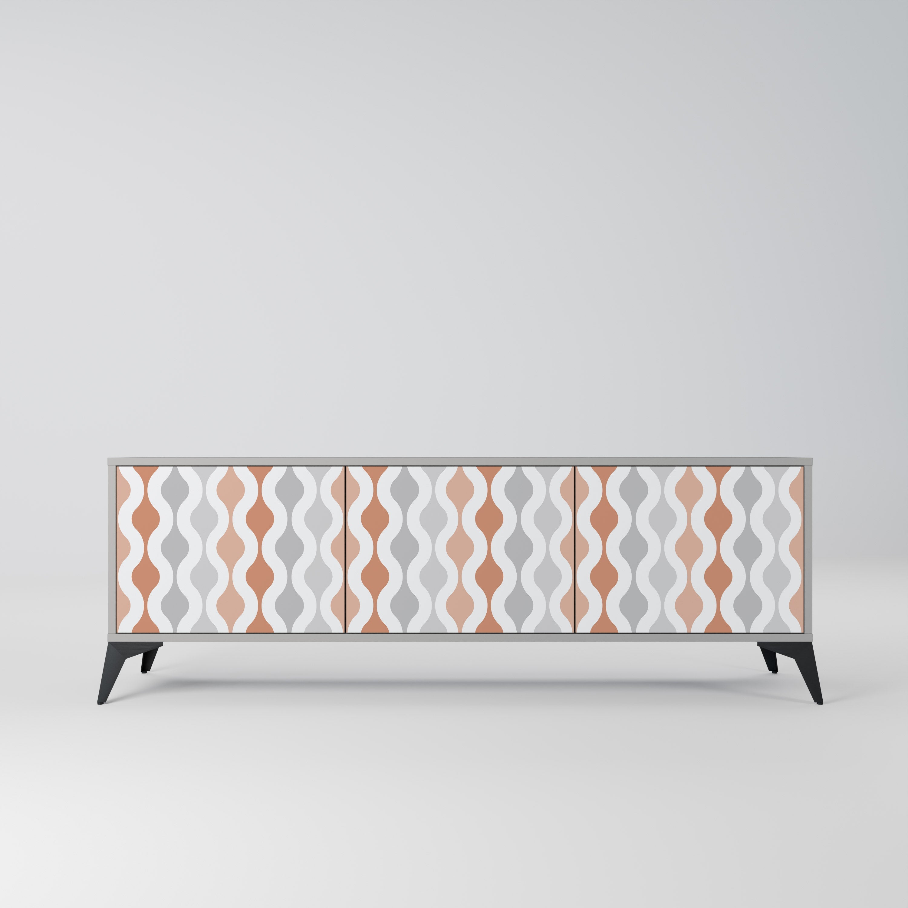 Meuble TV 3 portes HAZY NOSTALGIA en finition grise