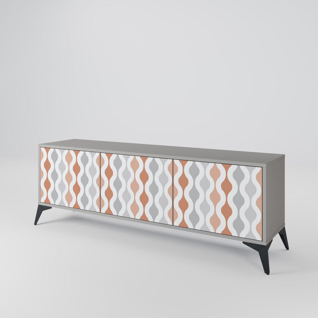 Meuble TV 3 portes HAZY NOSTALGIA en finition grise