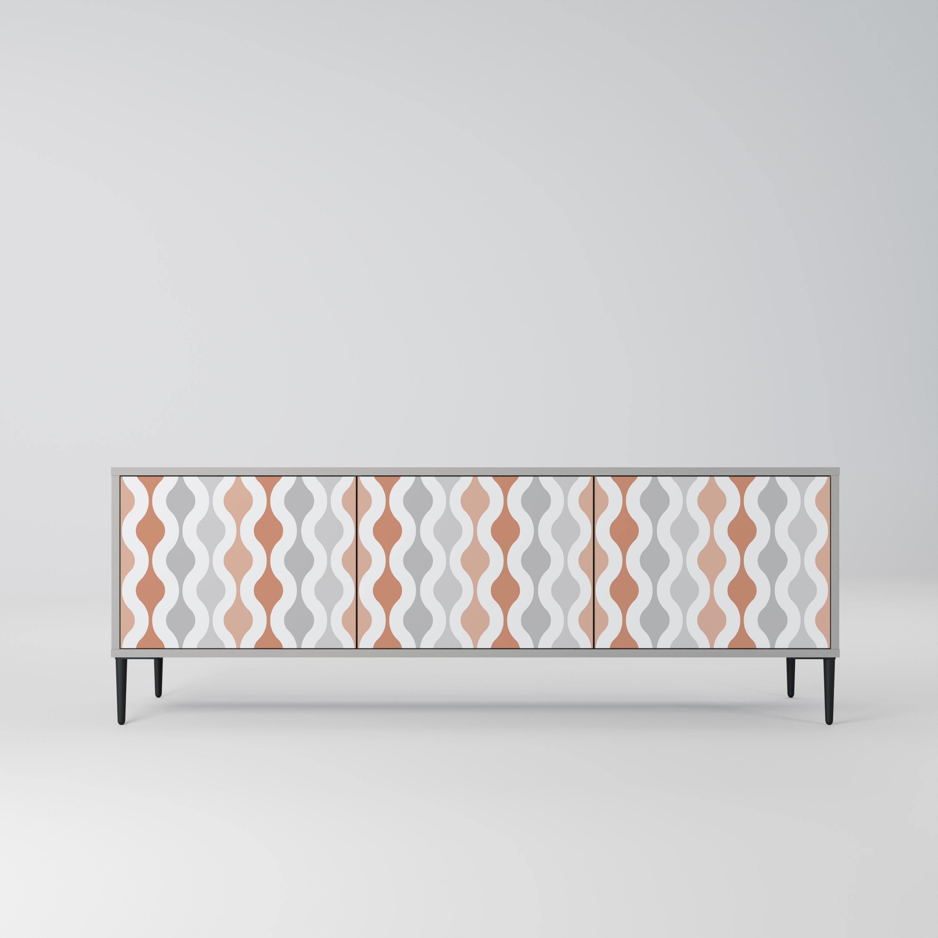 Meuble TV 3 portes HAZY NOSTALGIA en finition grise