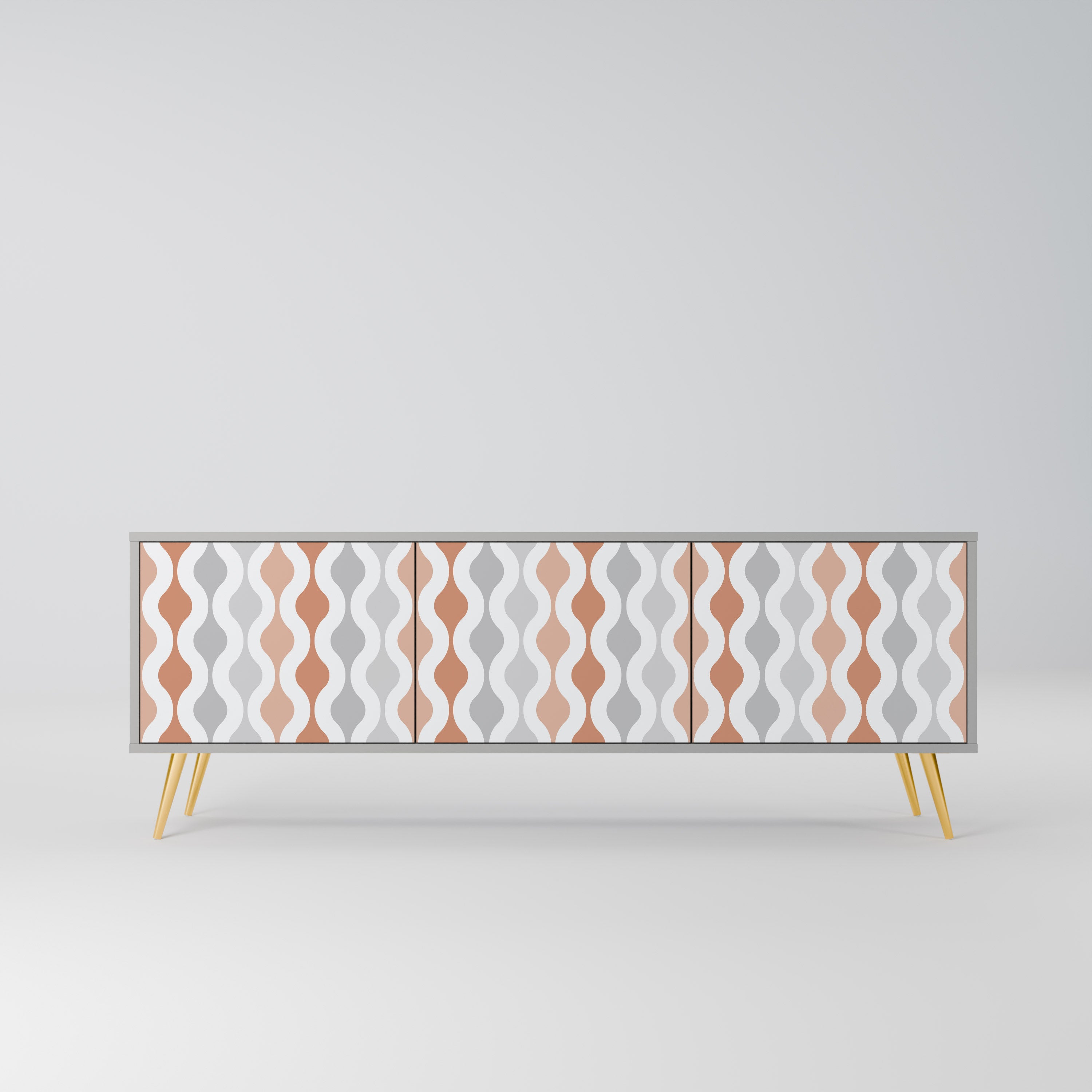 Meuble TV 3 portes HAZY NOSTALGIA en finition grise