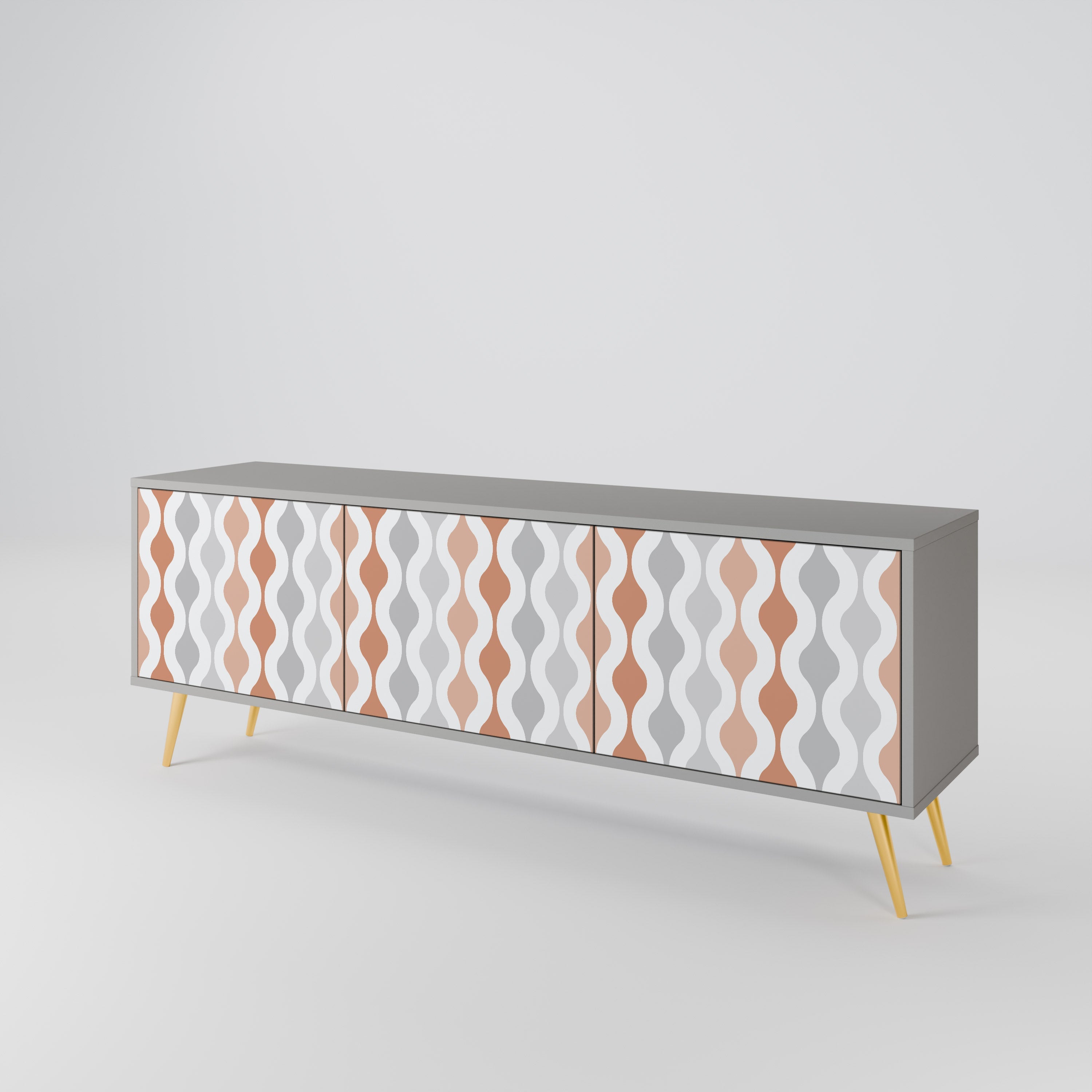 Meuble TV 3 portes HAZY NOSTALGIA en finition grise