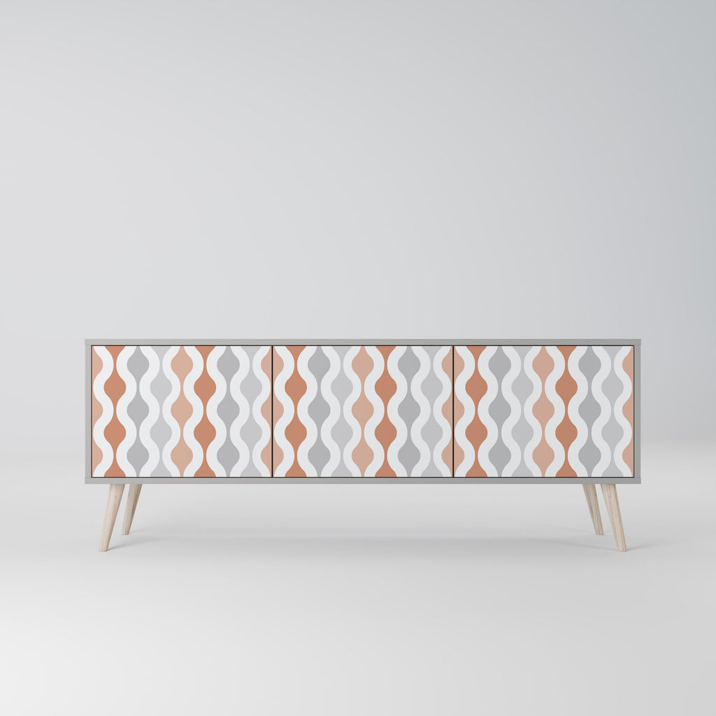 Meuble TV 3 portes HAZY NOSTALGIA en finition grise