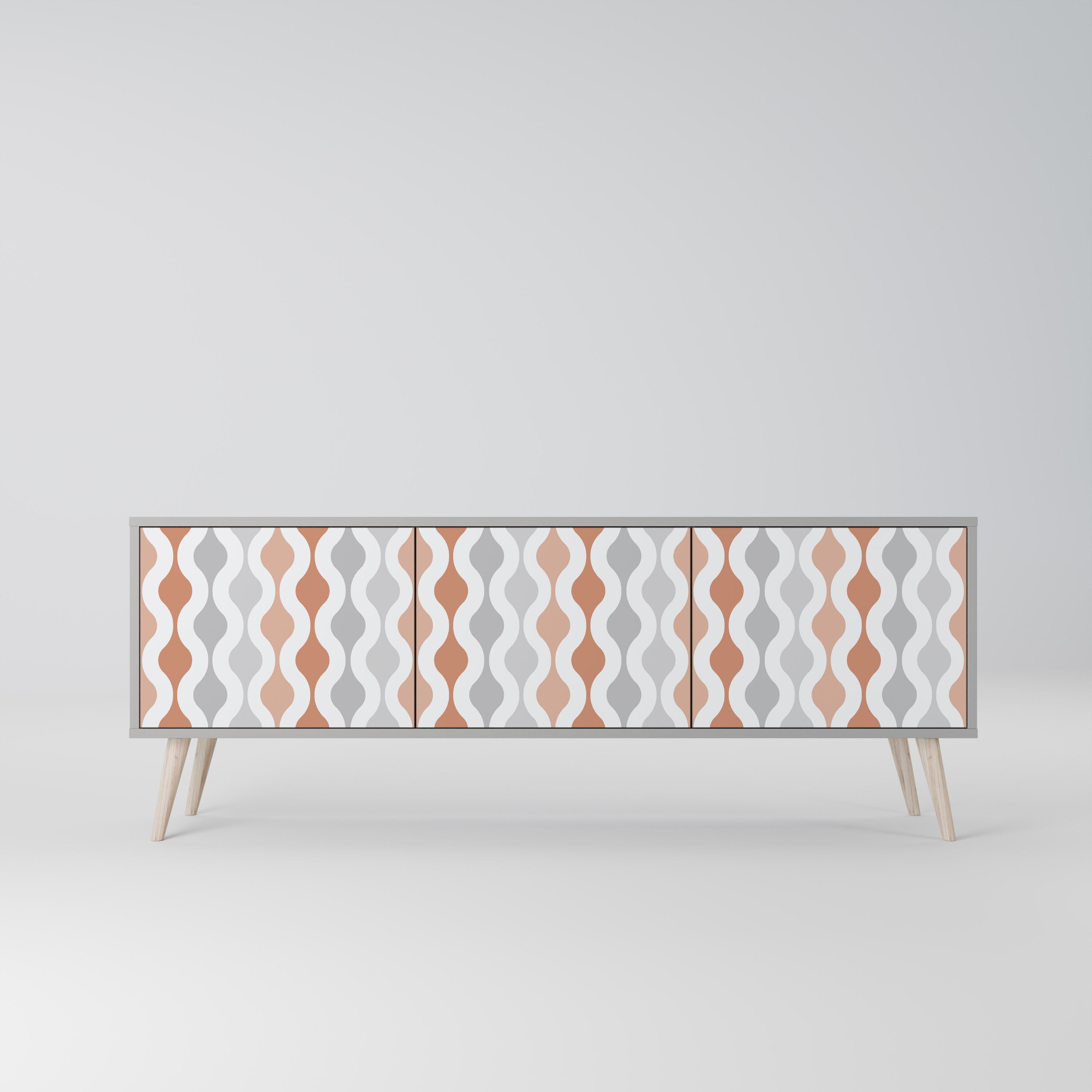 Meuble TV 3 portes HAZY NOSTALGIA en finition grise