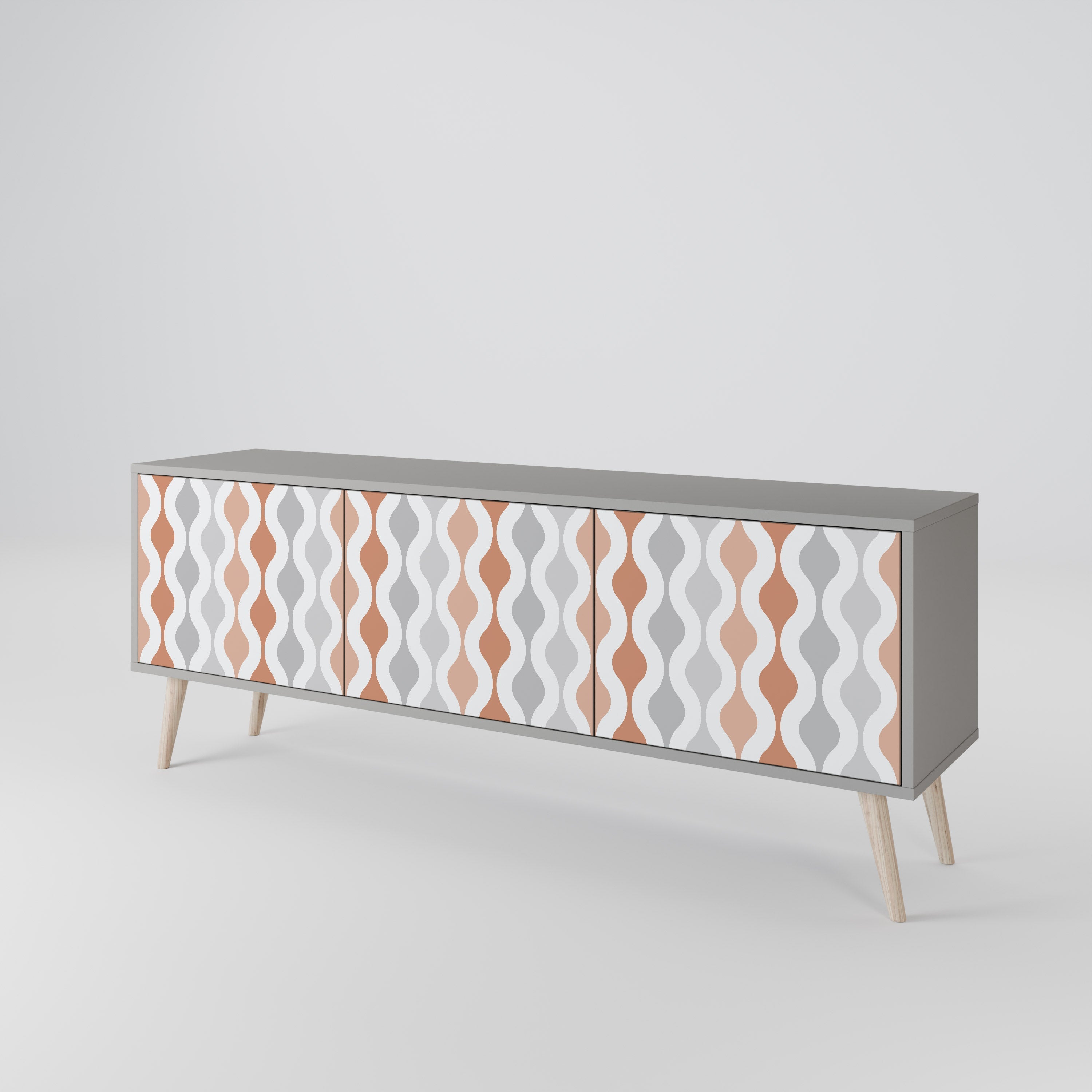 Meuble TV 3 portes HAZY NOSTALGIA en finition grise