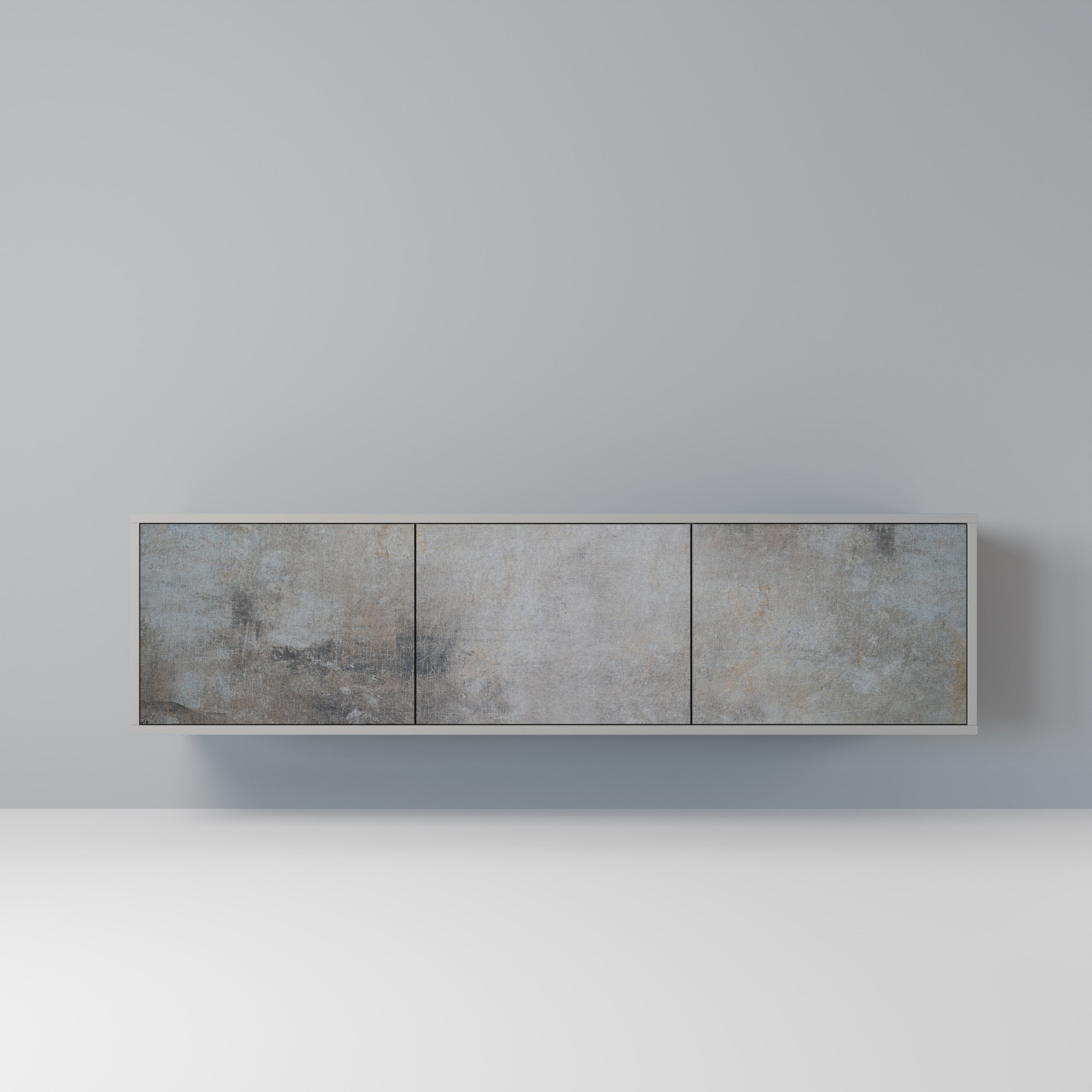 Meuble TV 3 portes en béton gris