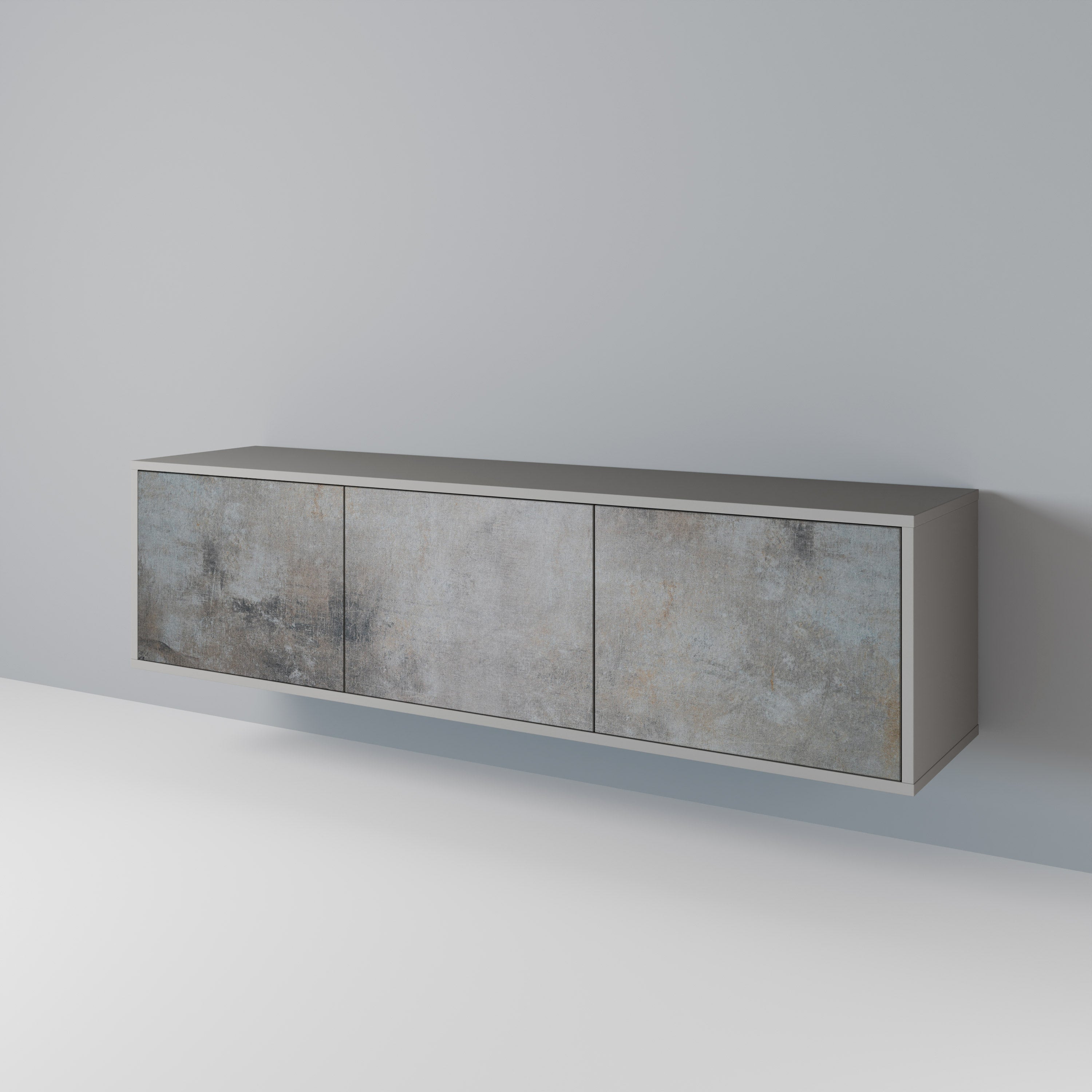 Meuble TV 3 portes en béton gris