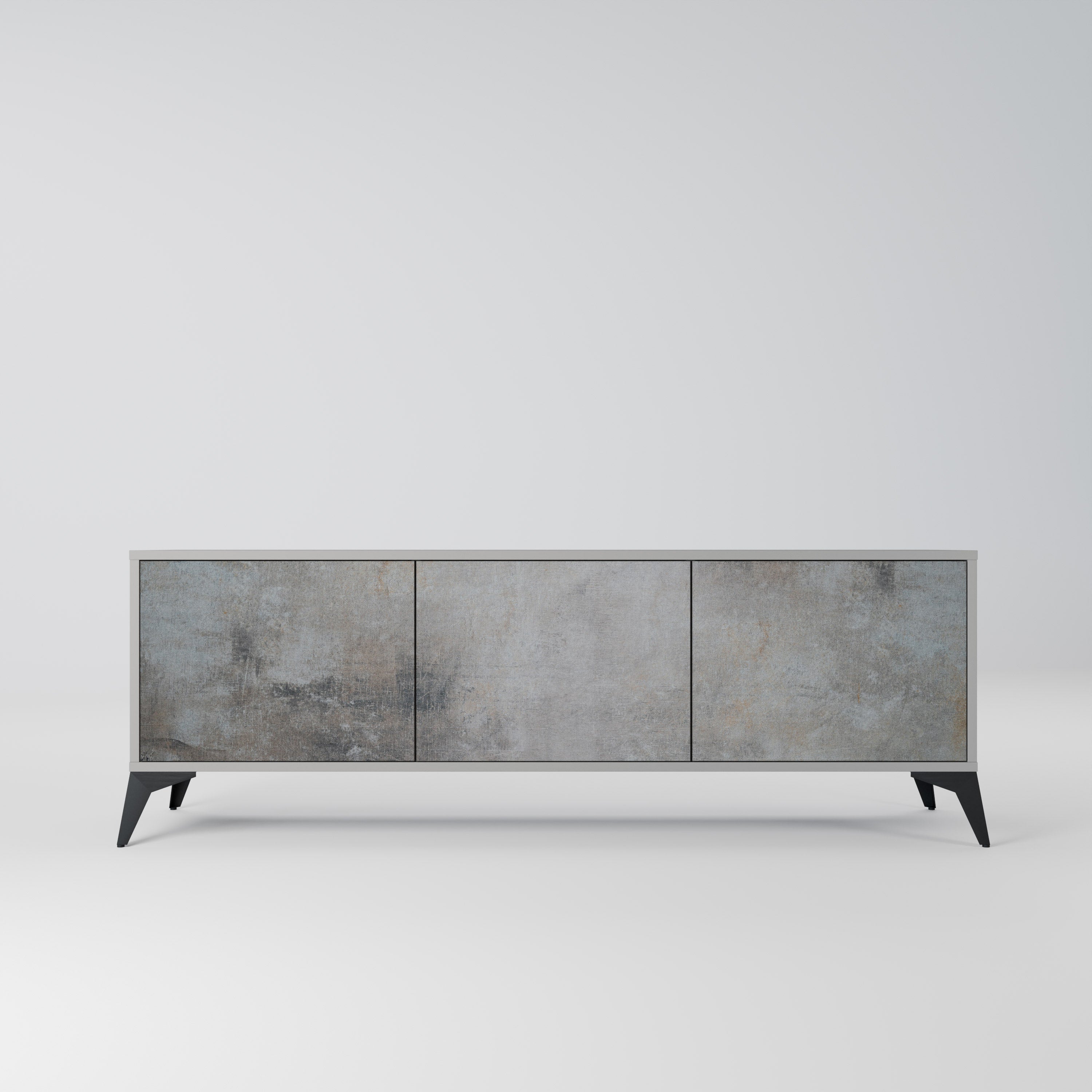 Meuble TV 3 portes en béton gris