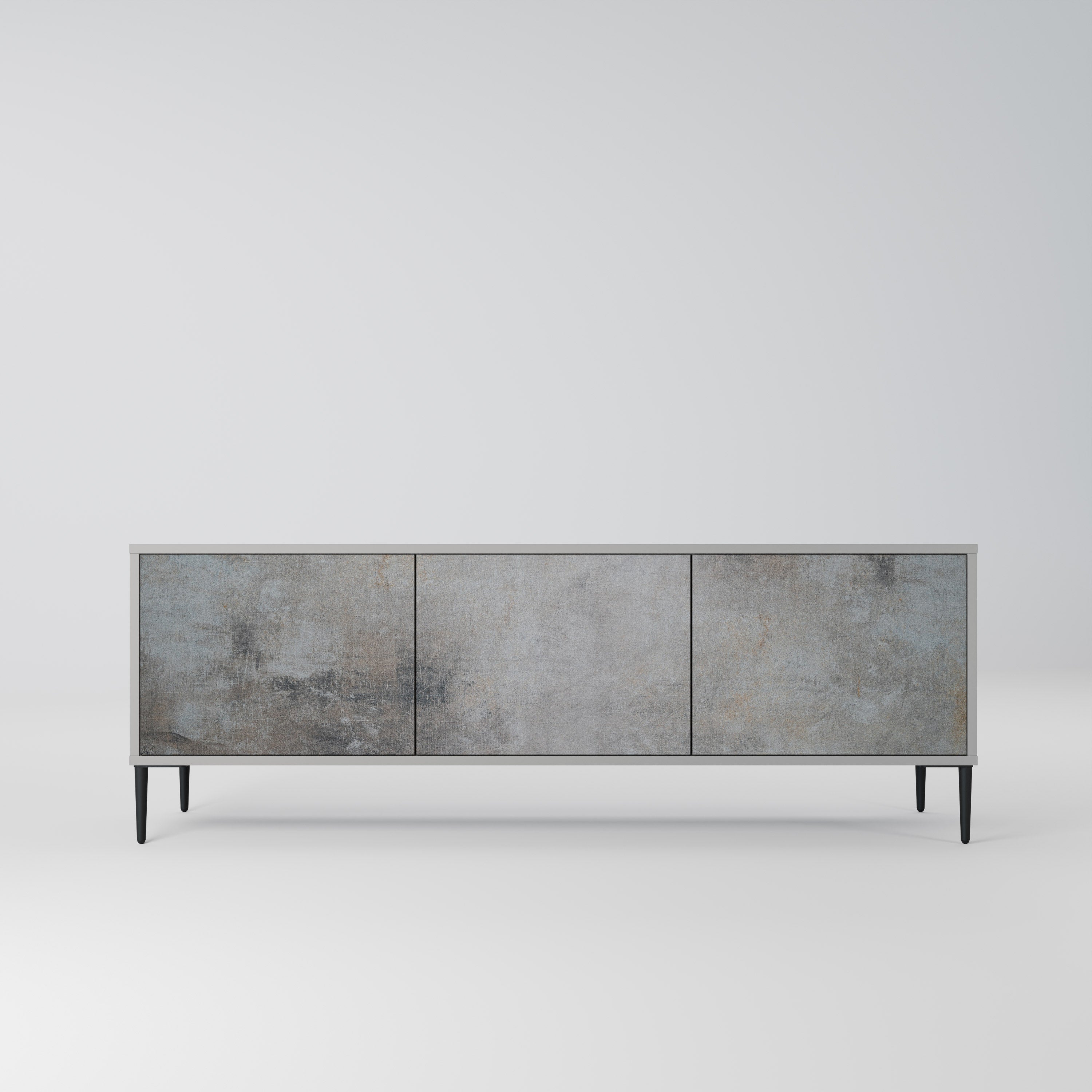 Meuble TV 3 portes en béton gris