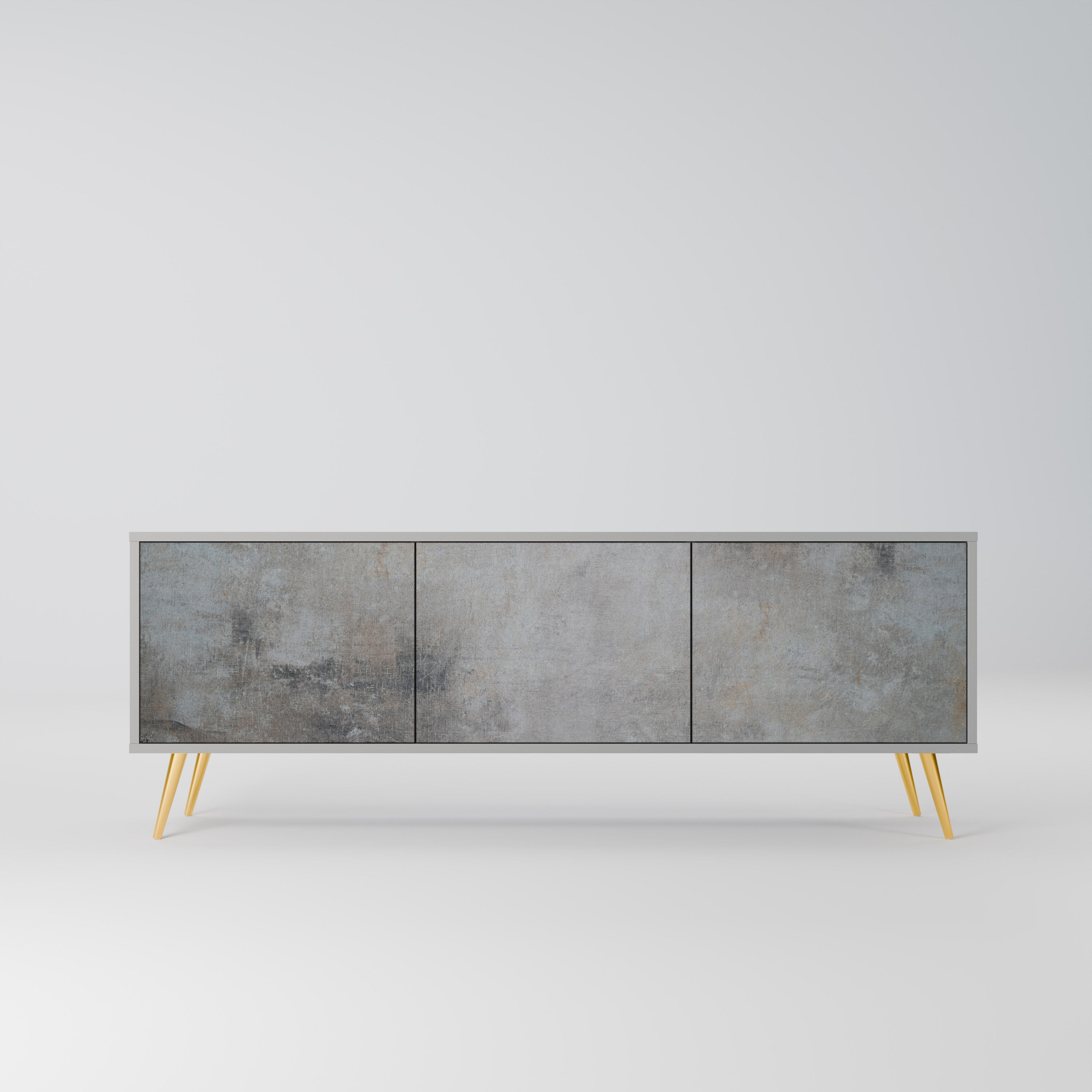 Meuble TV 3 portes en béton gris