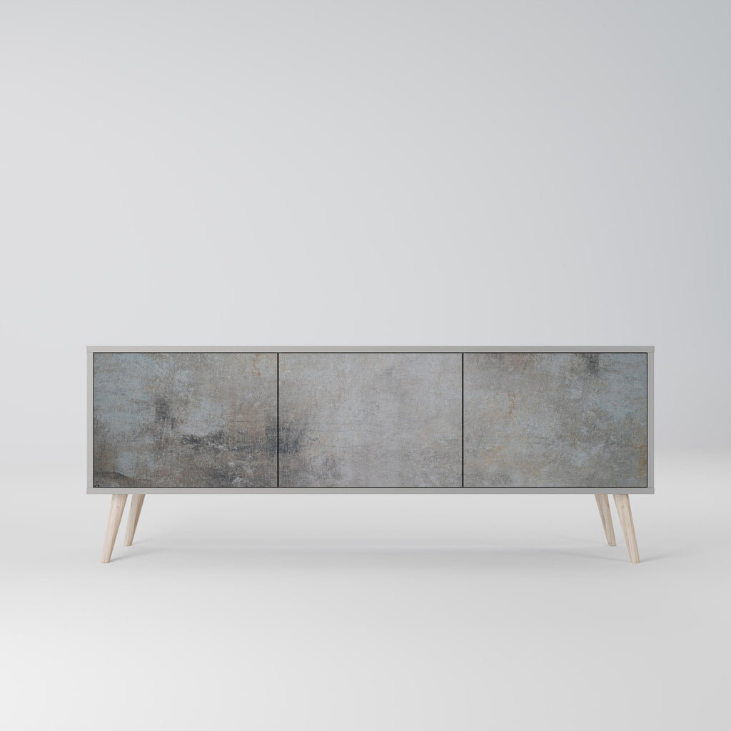 Meuble TV 3 portes en béton gris