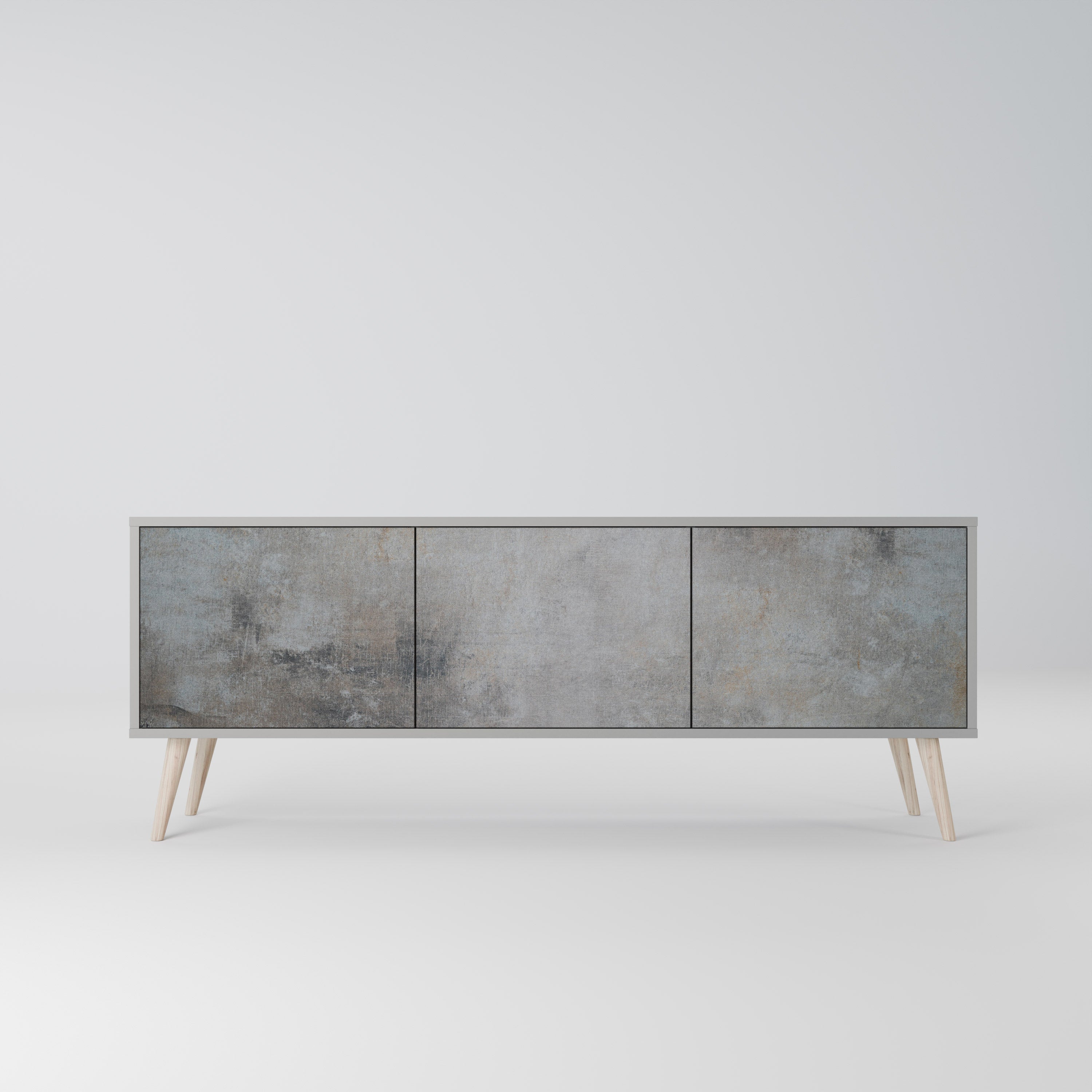 Meuble TV 3 portes en béton gris