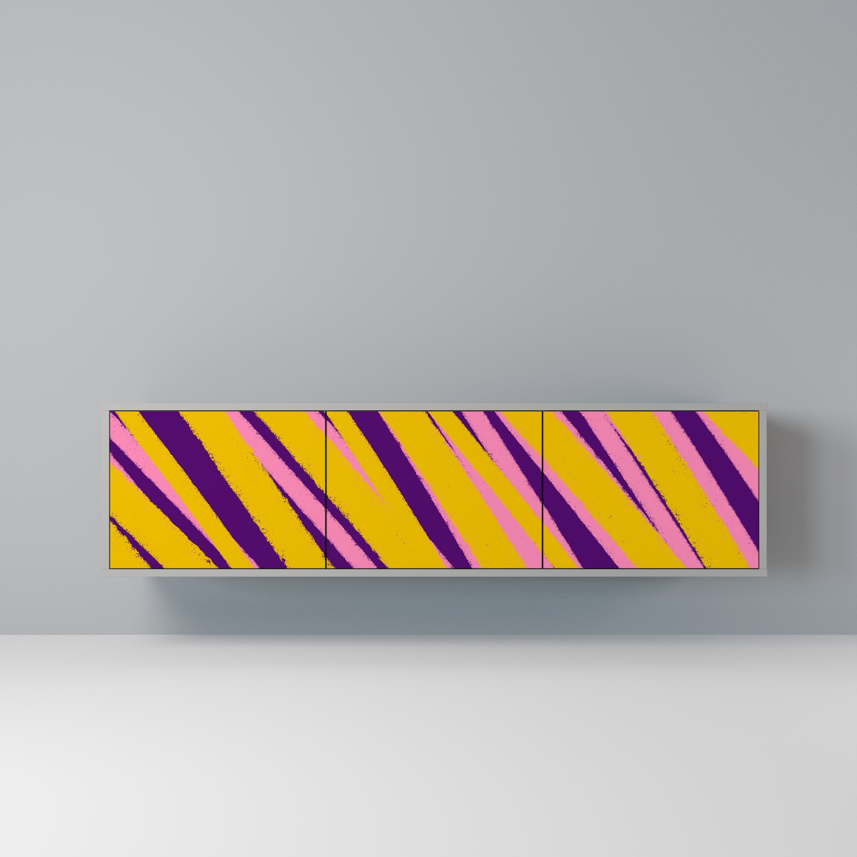 Meuble TV 3 portes DREAMS COME TRUE en finition grise