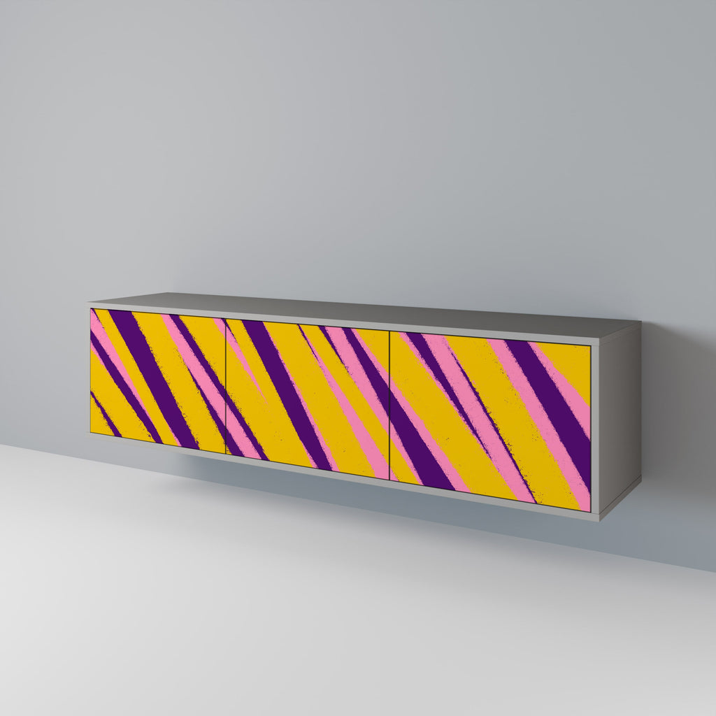 Meuble TV 3 portes DREAMS COME TRUE en finition grise