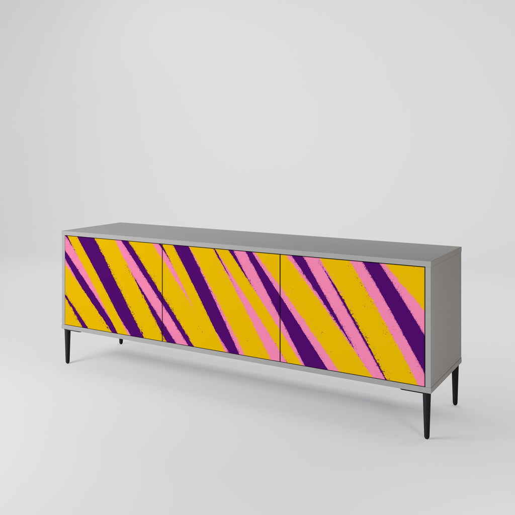 Meuble TV 3 portes DREAMS COME TRUE en finition grise