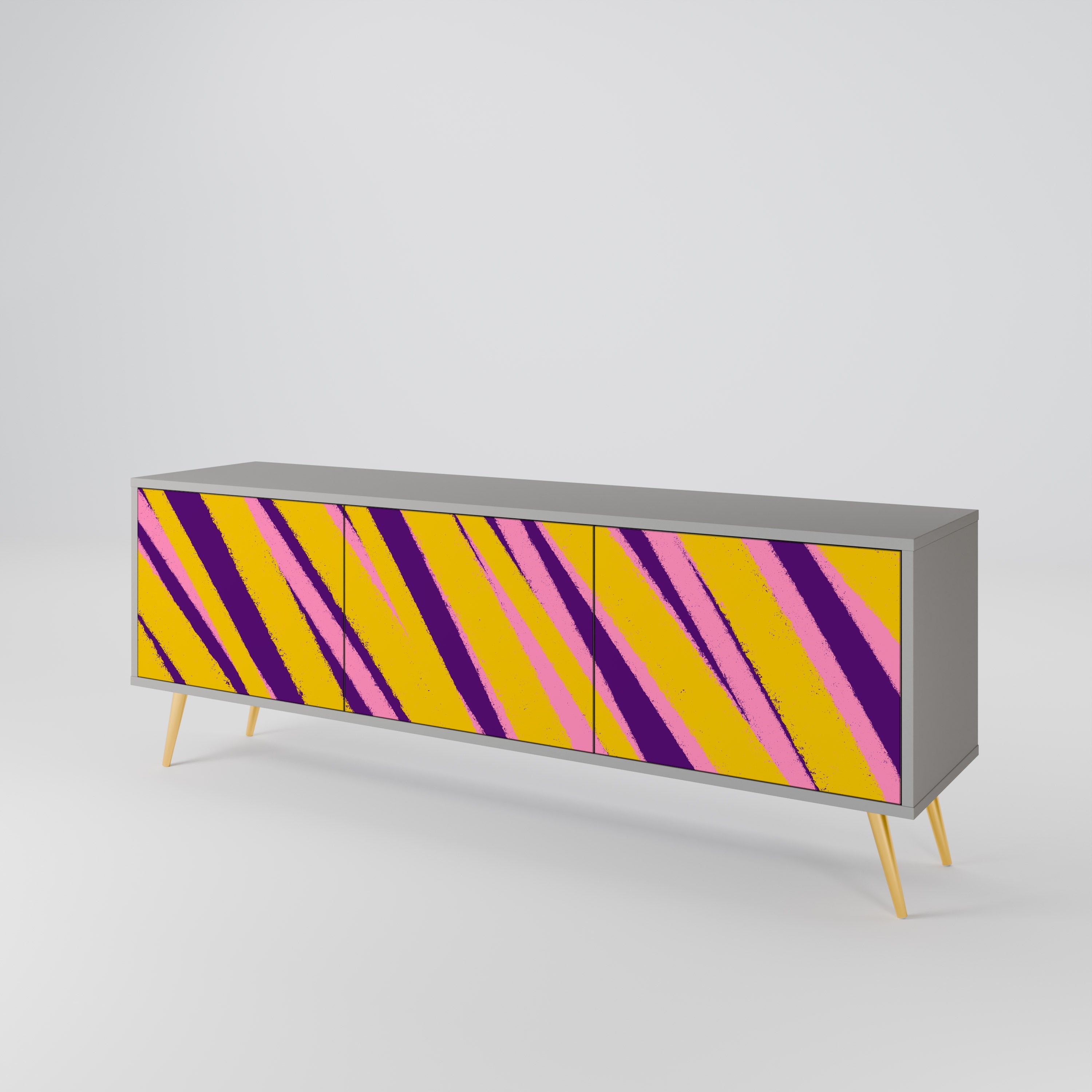 Meuble TV 3 portes DREAMS COME TRUE en finition grise