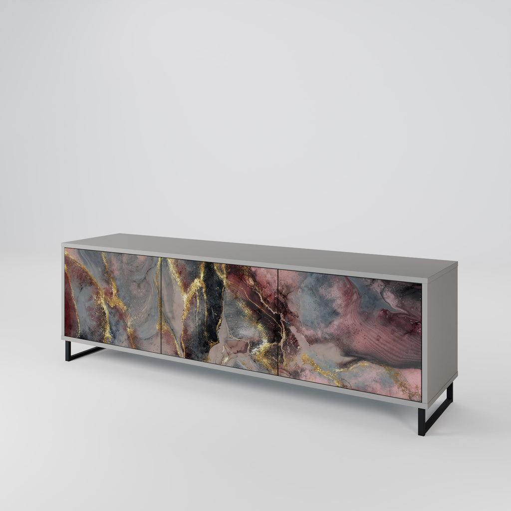 Meuble TV 3 portes GOLDEN TIDES finition grise