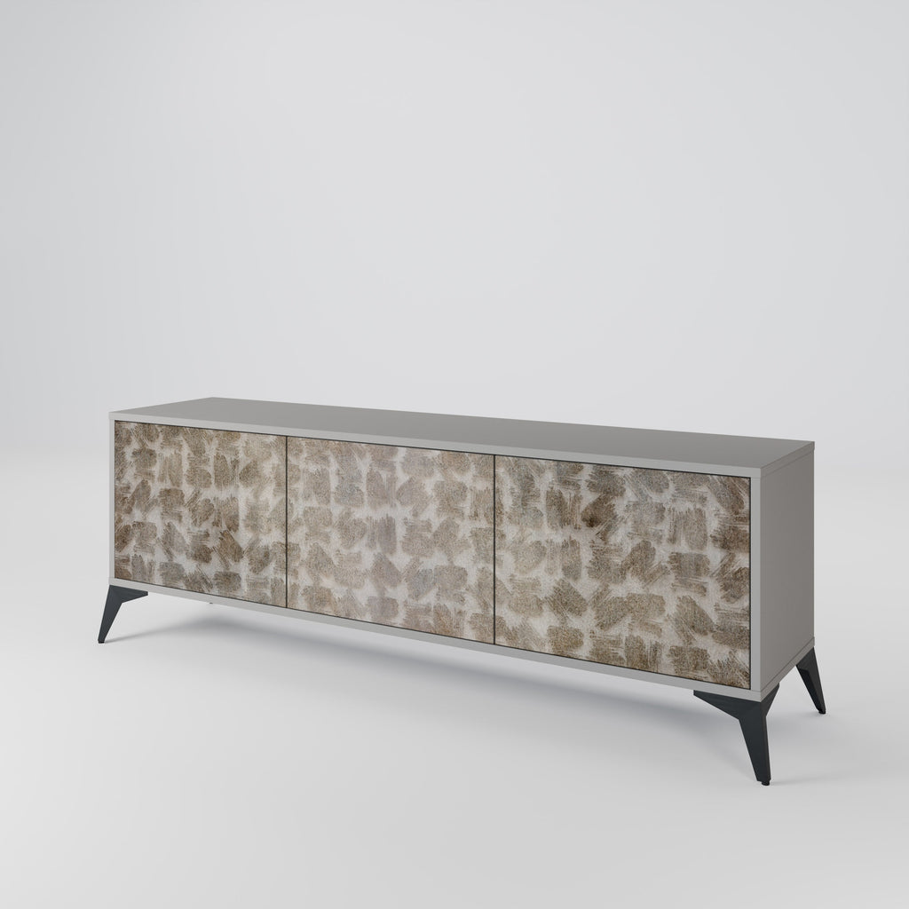 SLIGHTLY BLURRED 3-Door TV Stand in Grey Finish