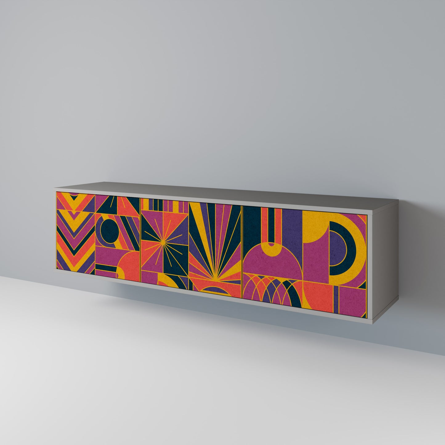 ELECTRIC PATTERNS 3-Door TV Cabinet